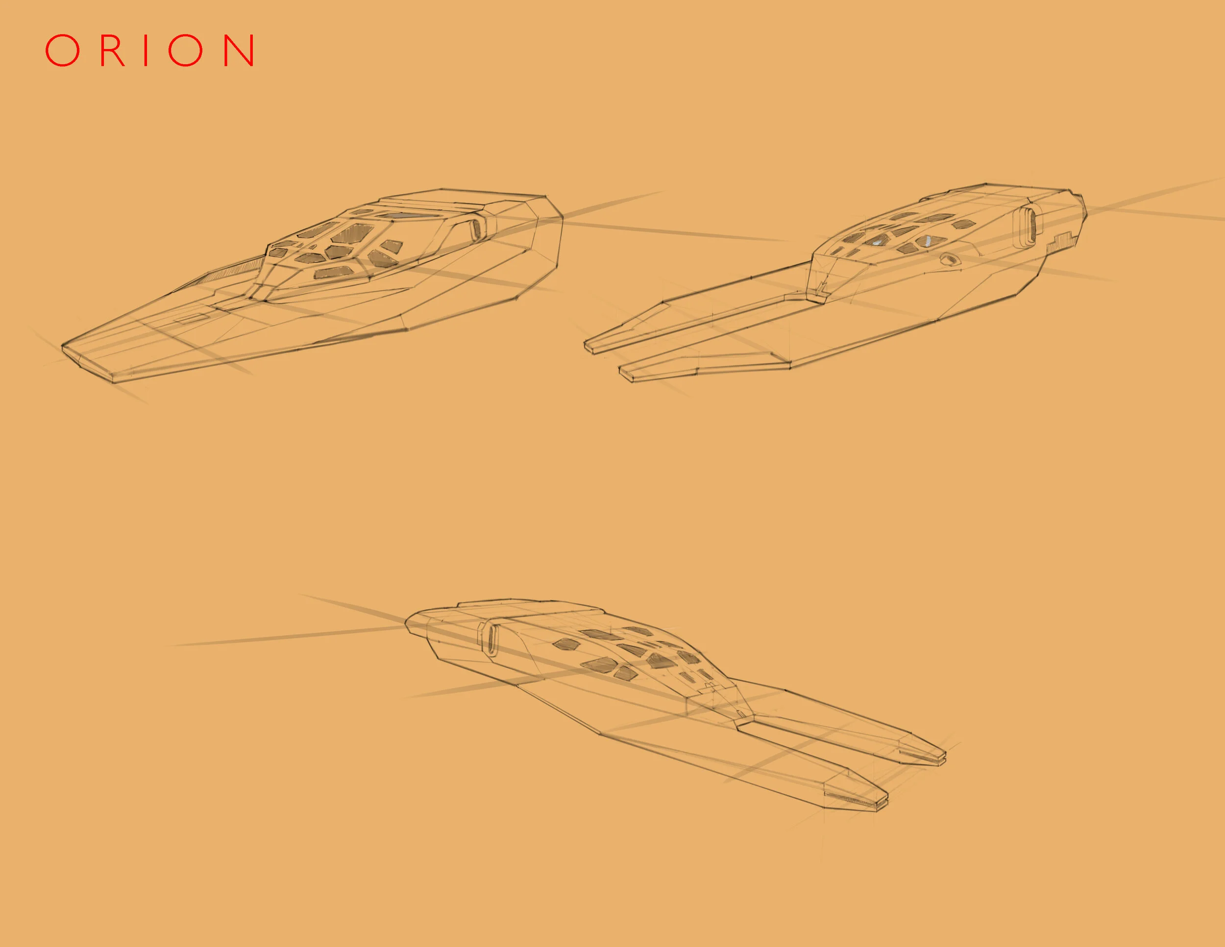  Sketches of various vehicles for key frame - Orion 