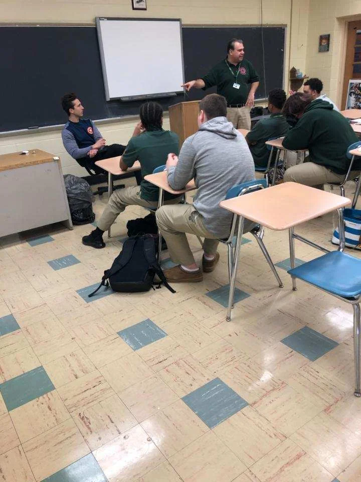 RC alum, BILLY MURPHY, speaking to Sports & Society class at RC.