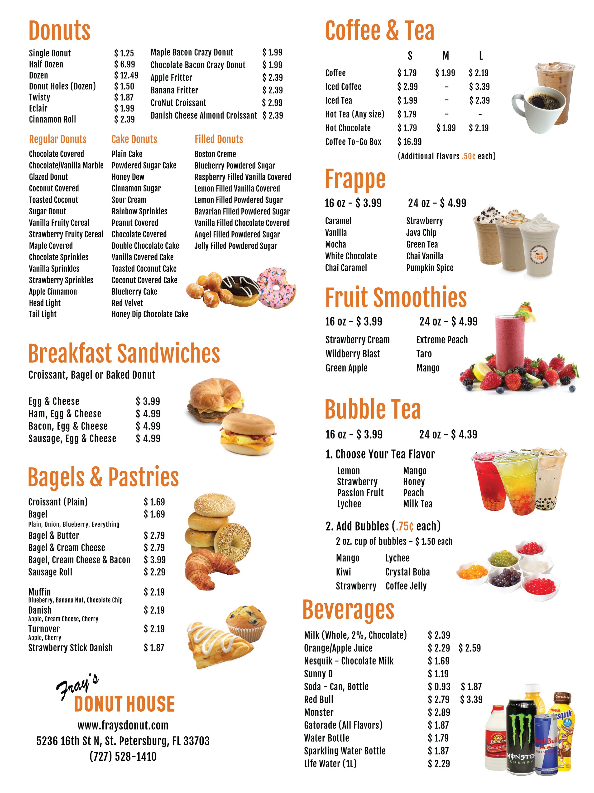 Our Menu — Fray's Donut House St. Petersburg, FL