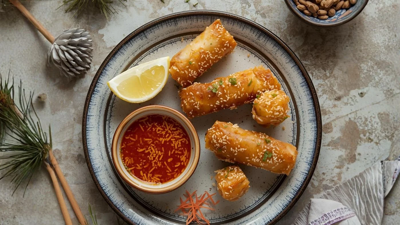 Crispy tofu rice paper rolls