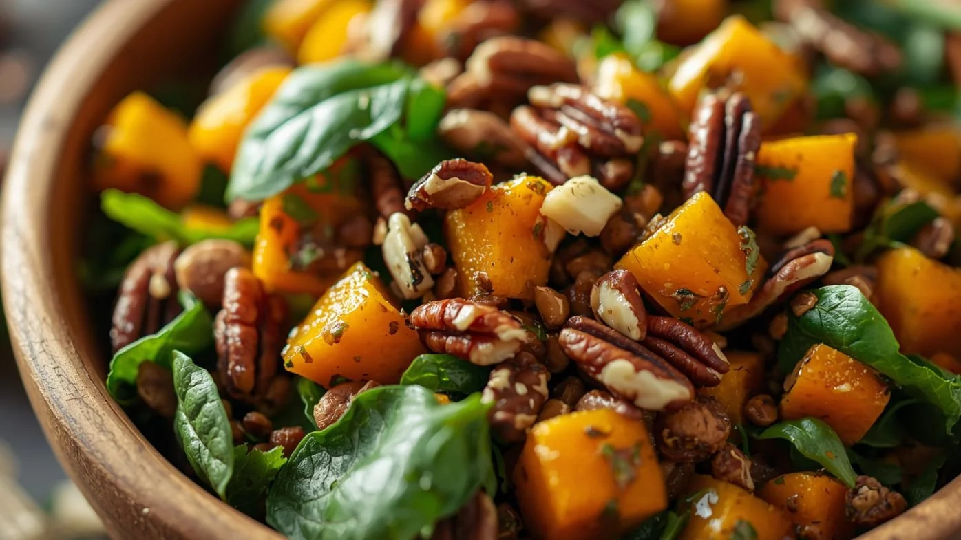 Roast pumpkin and lentil salad