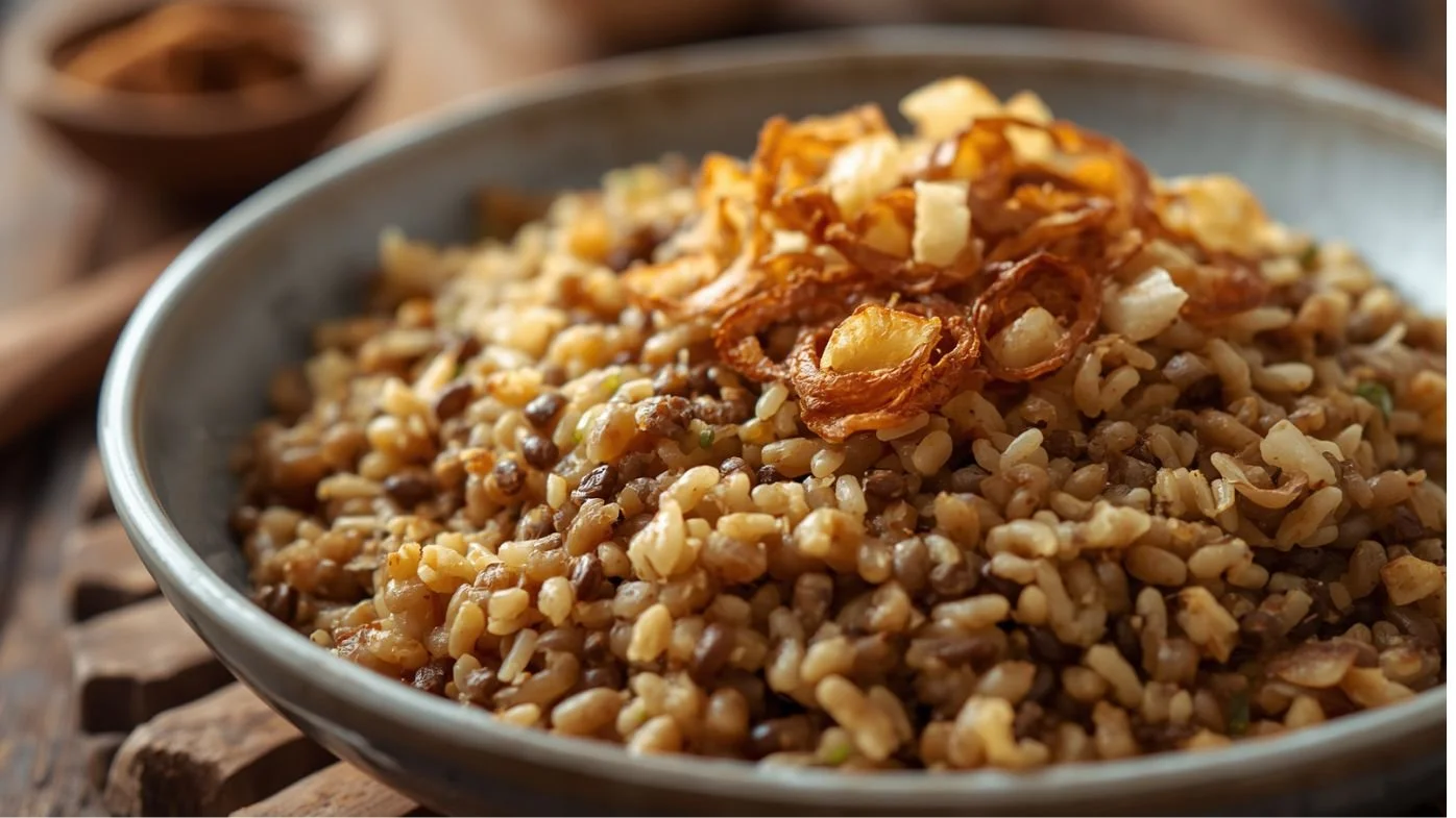 Mejadra (Spicy rice and lentils)