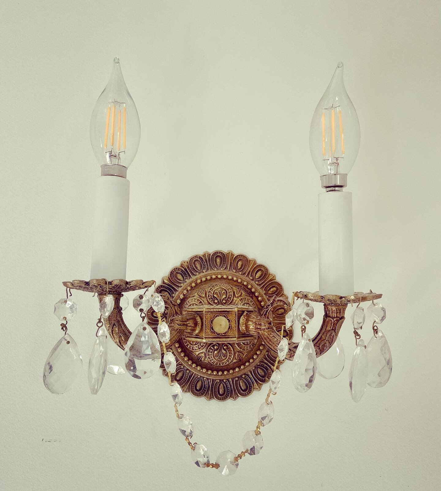 I don&rsquo;t know why someone would take these out of a house in the first place, but now they&rsquo;re mine so whatever #lighting #details #victorianrenovation #historicdetails #sconce #sconces #vintagelights #antiquelighting #victorianlivingroom #
