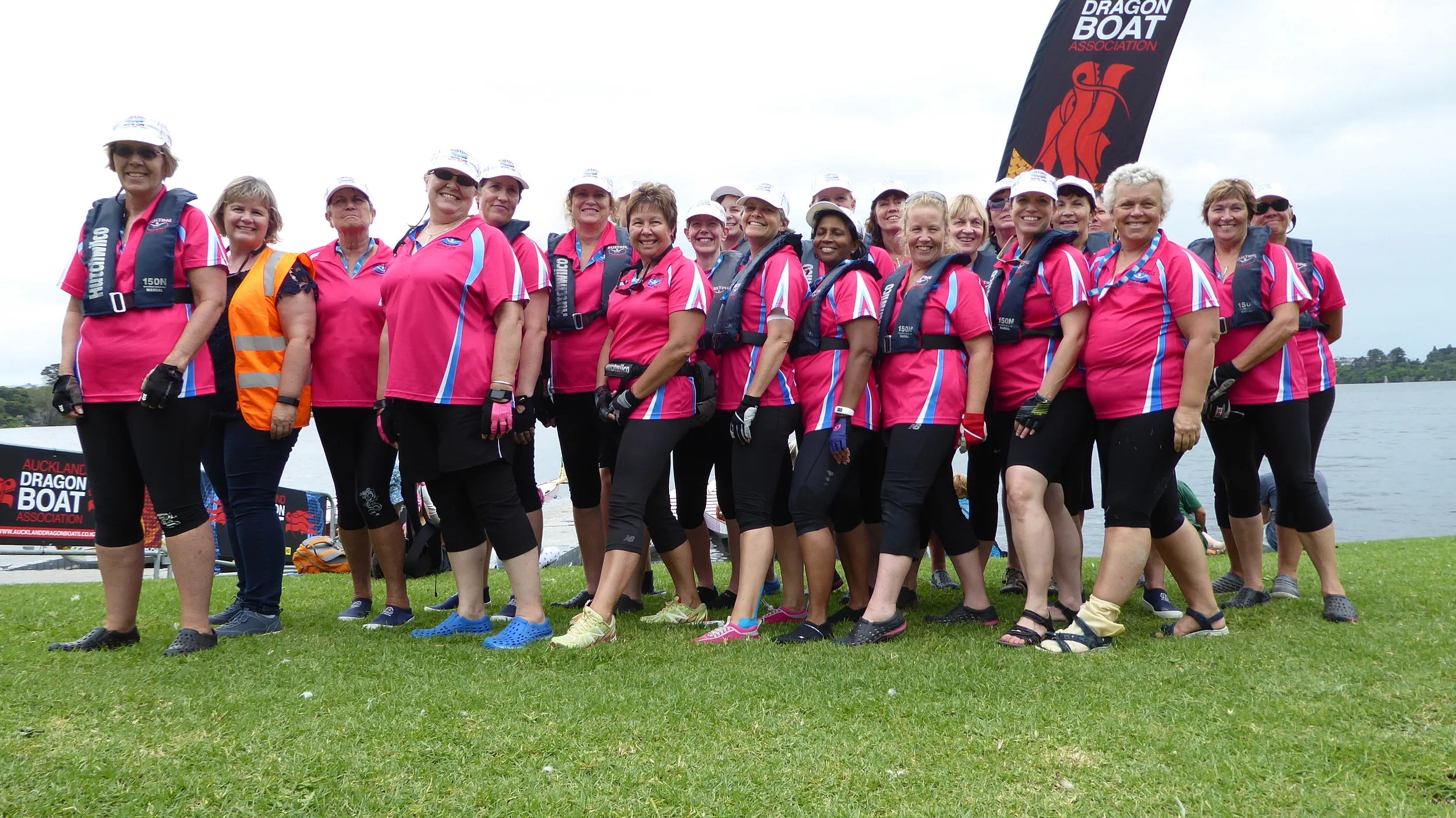 Our team from the beginning (check out those bright colours) and after the 2018 regional dragonboating competition