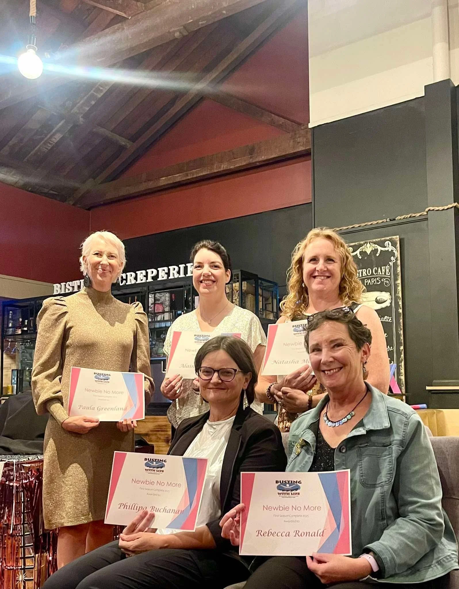  Newbies no more - Busting With Life awards night - Rendezvous Cafe, Killarney Park, Lake Pupuke - May 2025 