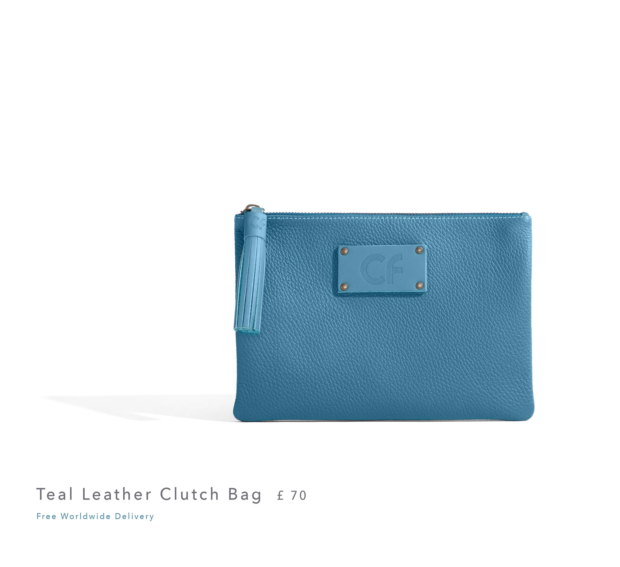 COLOURFIELD LONDON TEAL LEATHER CLUTCH MONOCOLOUR COLLECTION.jpg