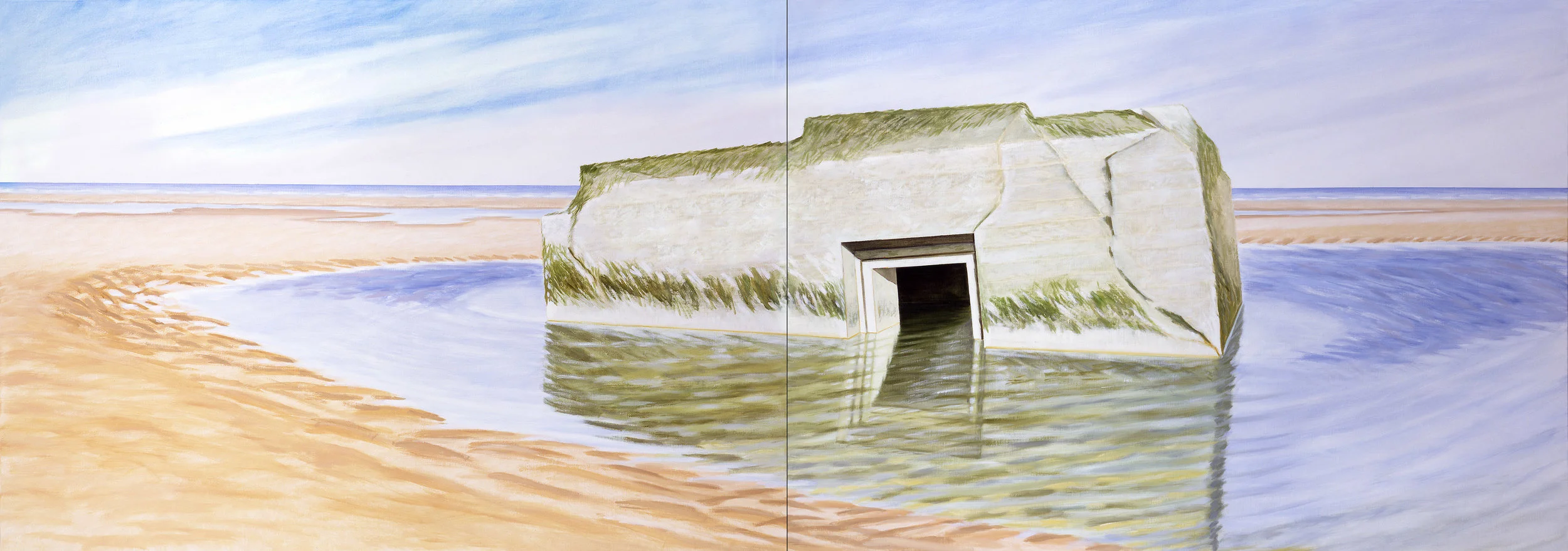 Le grand blockhaus, 1990, diptyque, huile sur toile, 114 x 324 cm
