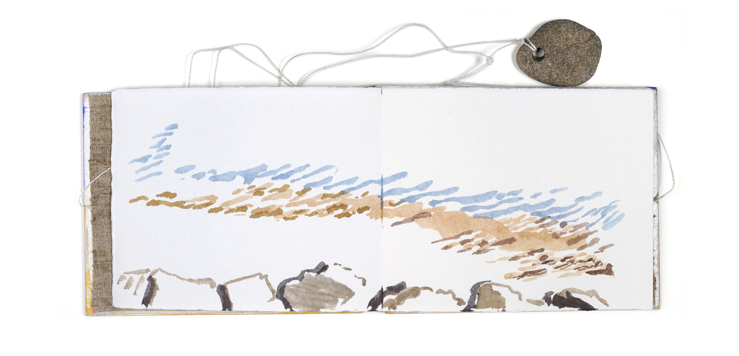  La descente à la plage, 25 avril 1997 Température 7°, vent d’Ouest force 5, Froid Carnet d’aquarelles sur papier Johannot pur fil 125 g, 12,5 × 15,5 cm  
