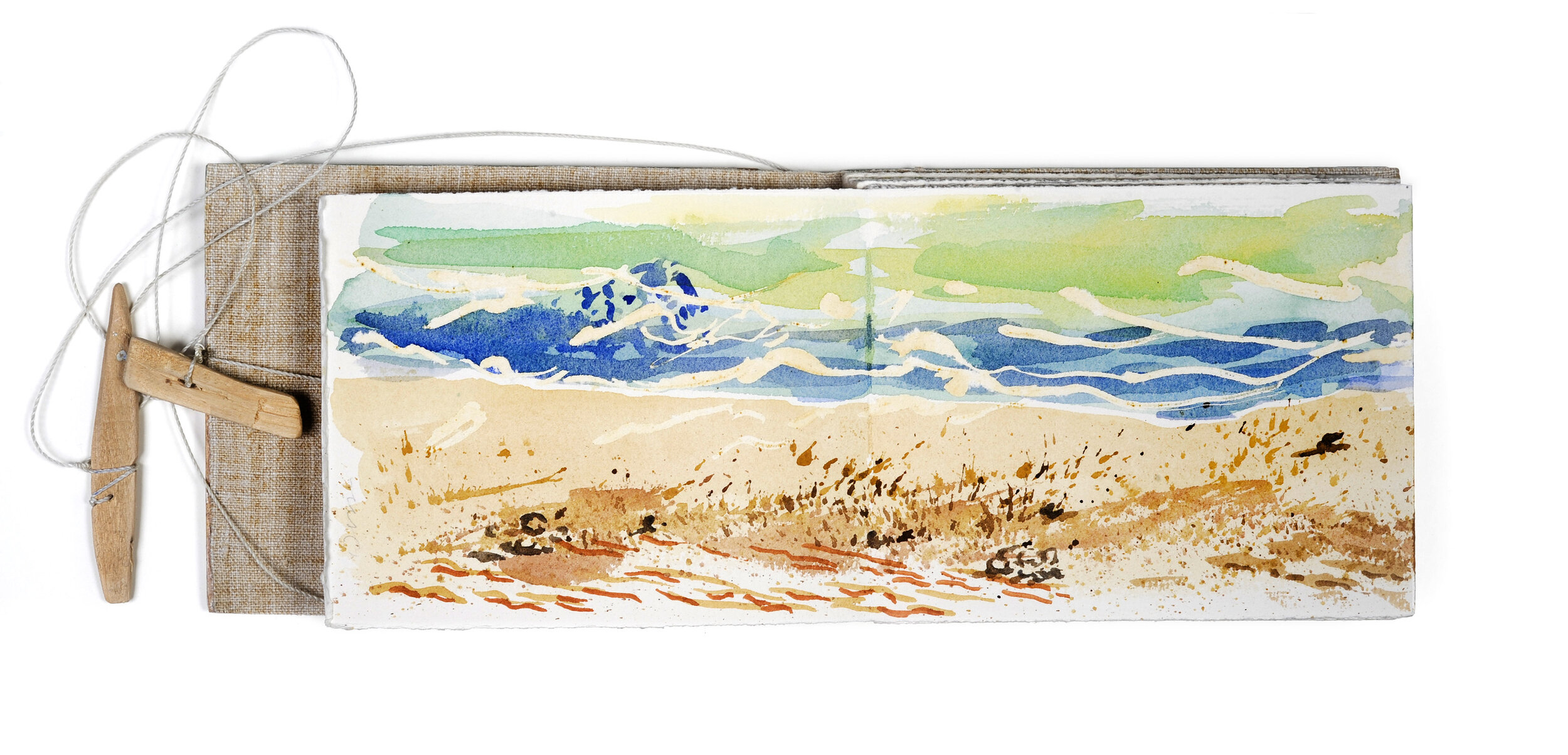  Le lai et le relai, Wissant, 21 avril 1997 8°, les falaises de Douvres sont visibles à l’horizon Carnet d’aquarelles sur Vélin d’Arches 270 g, 12,5 × 15,5 cm 