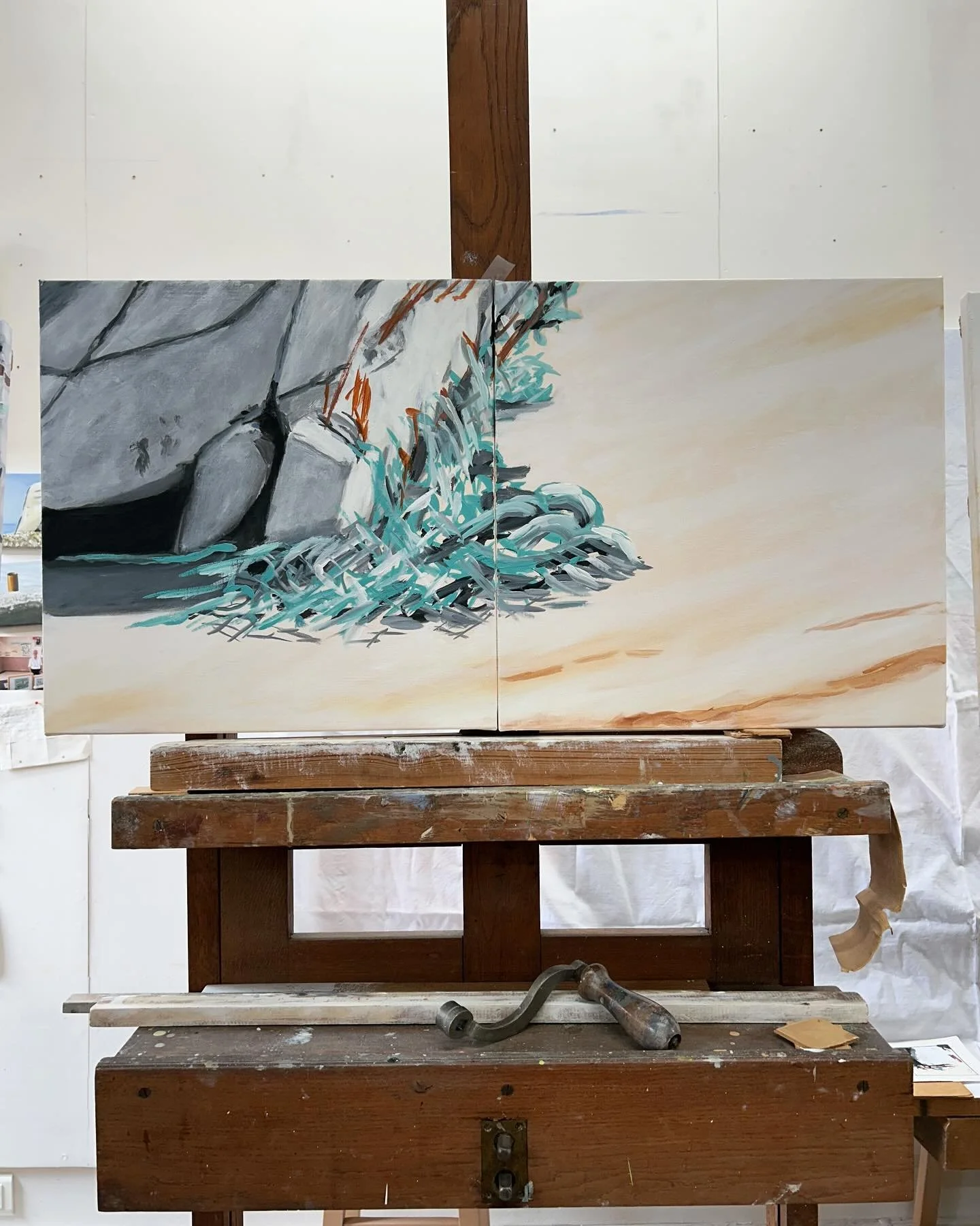 Wissant, nouveaux diptyques, huile sur toile, juin 2015

#wissant #cotedopale #hautsdefrance #northernfrance #murdelatlantique #tracesofwar #seafront #erosion #seascapepainting #artoftheday #landscapepainting #abstractnature #semiabstract #brush #fin