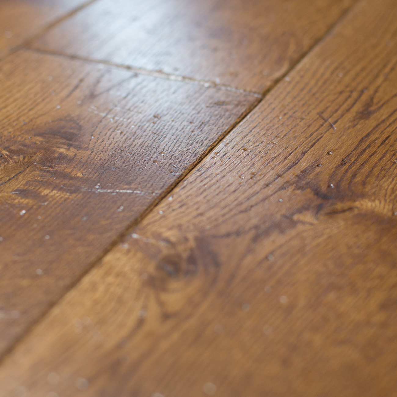 Distressed wooden flooring