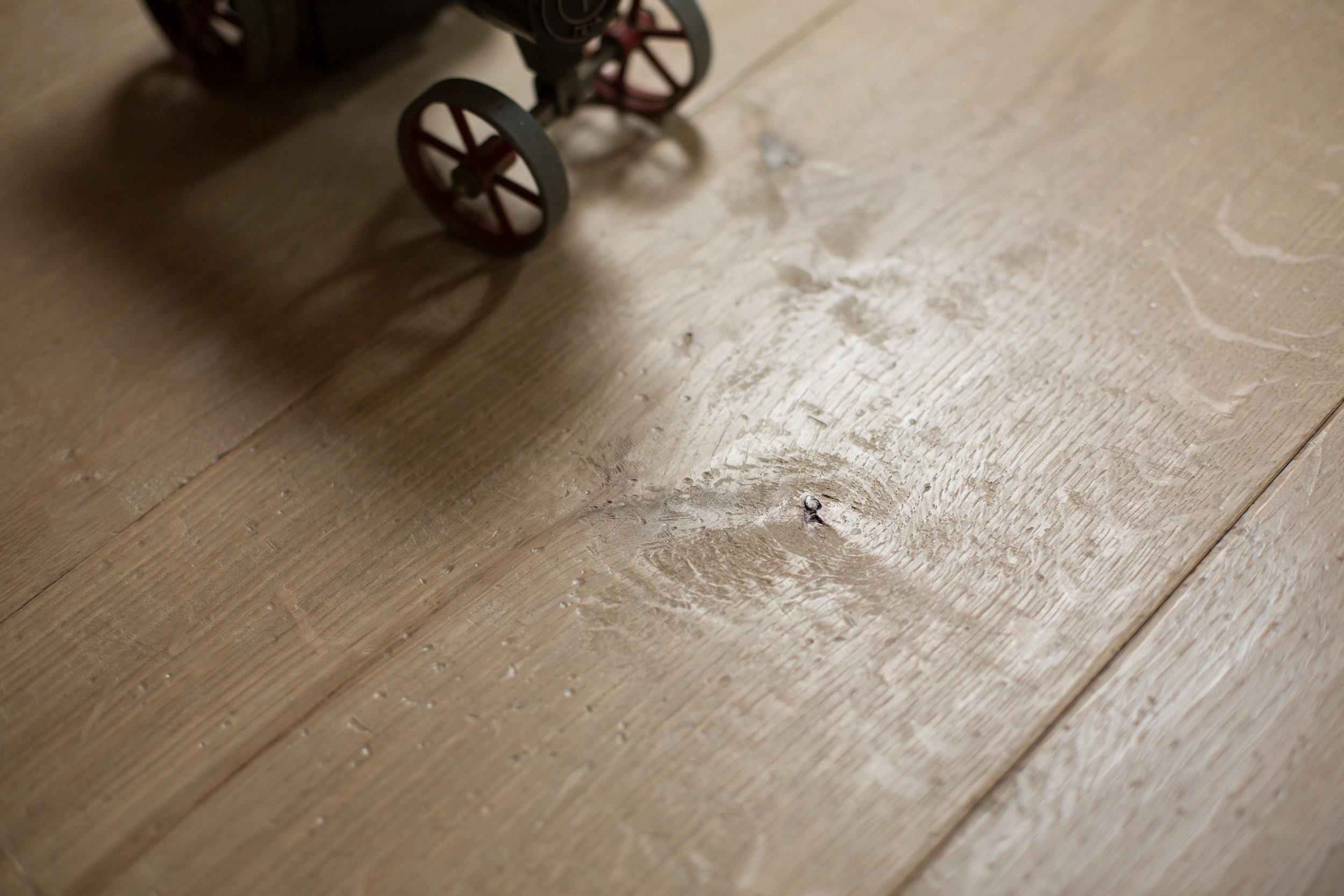 Distressed oak flooring