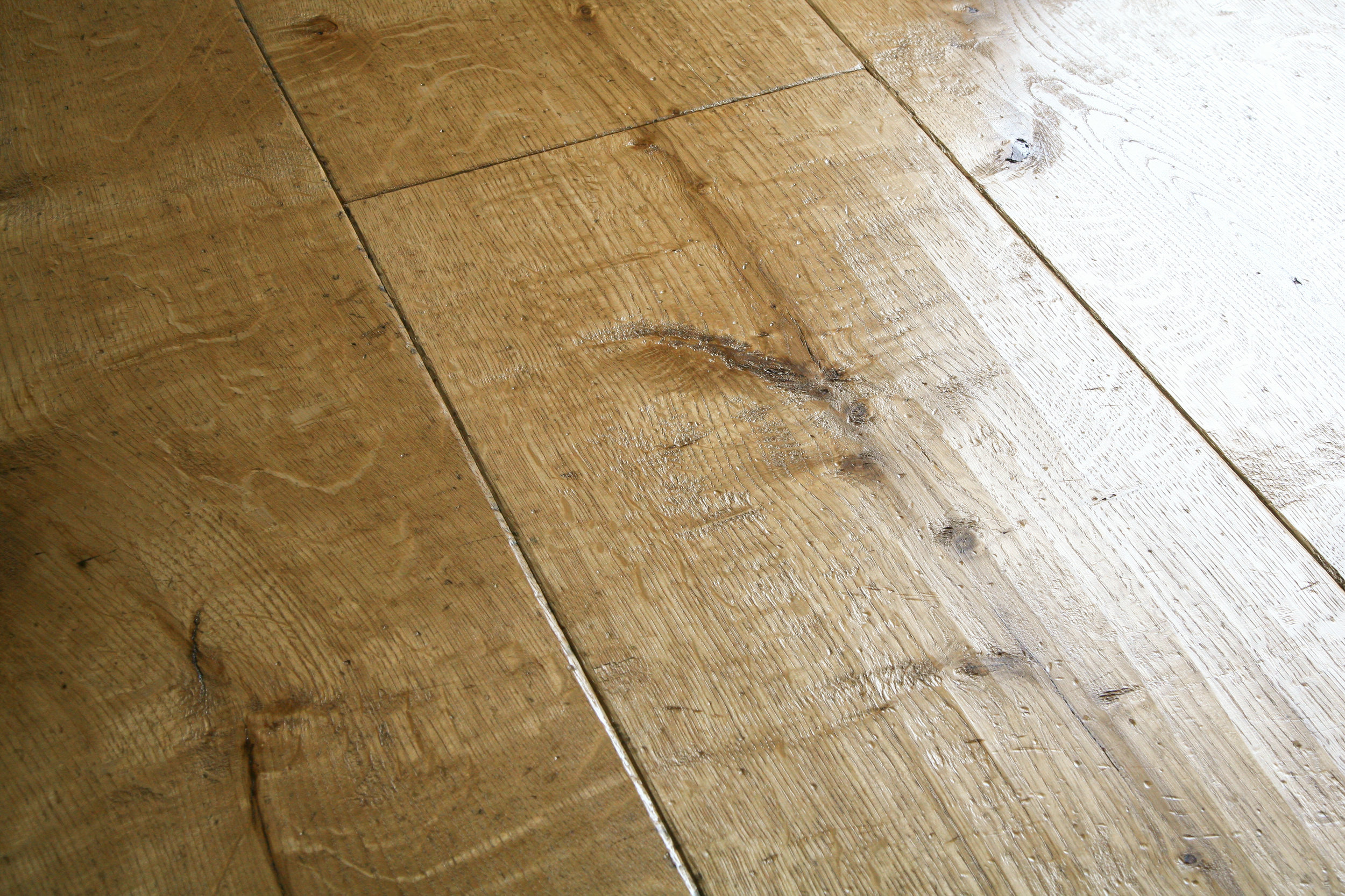 Distressed engineered oak flooring