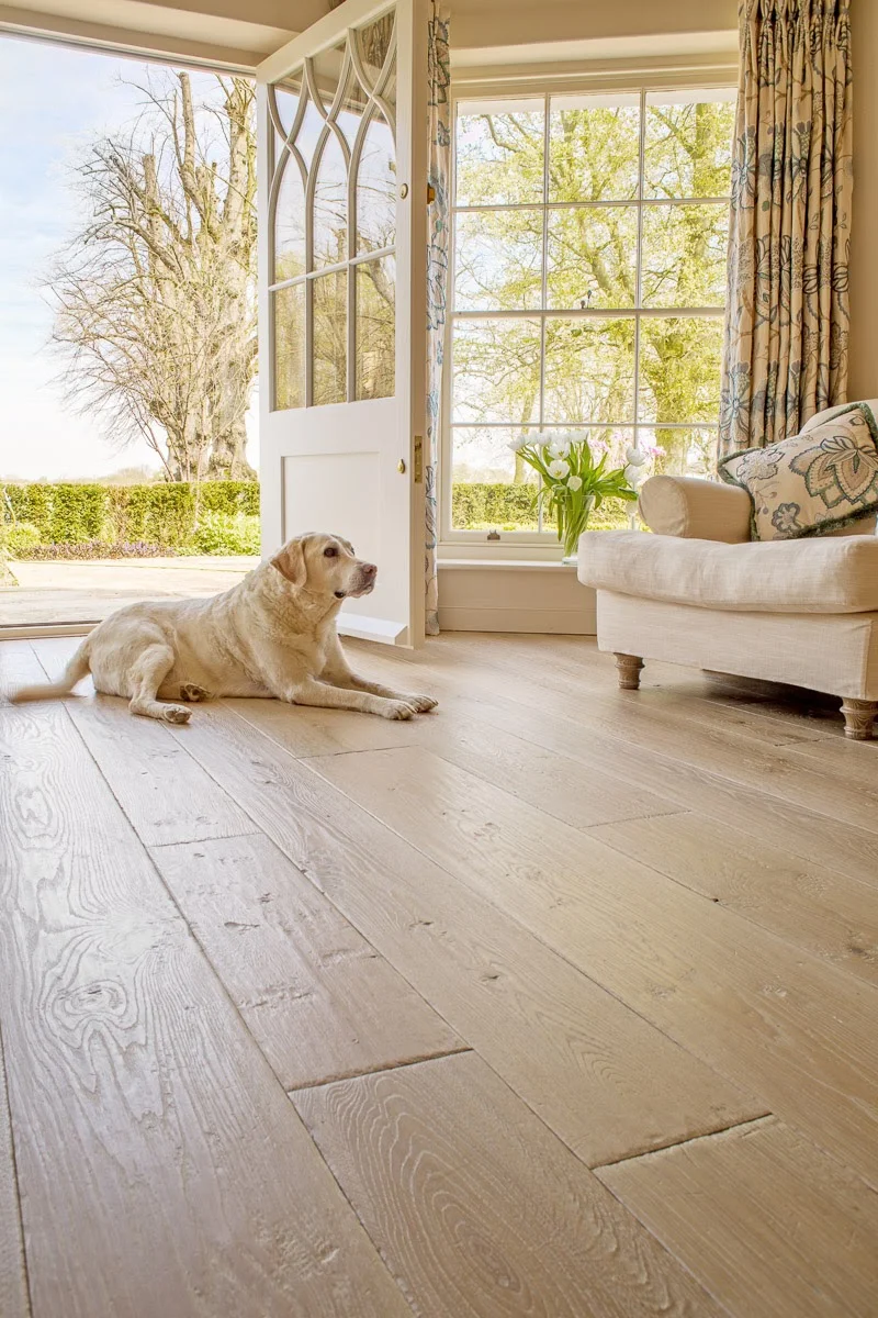 Distressed oak flooring