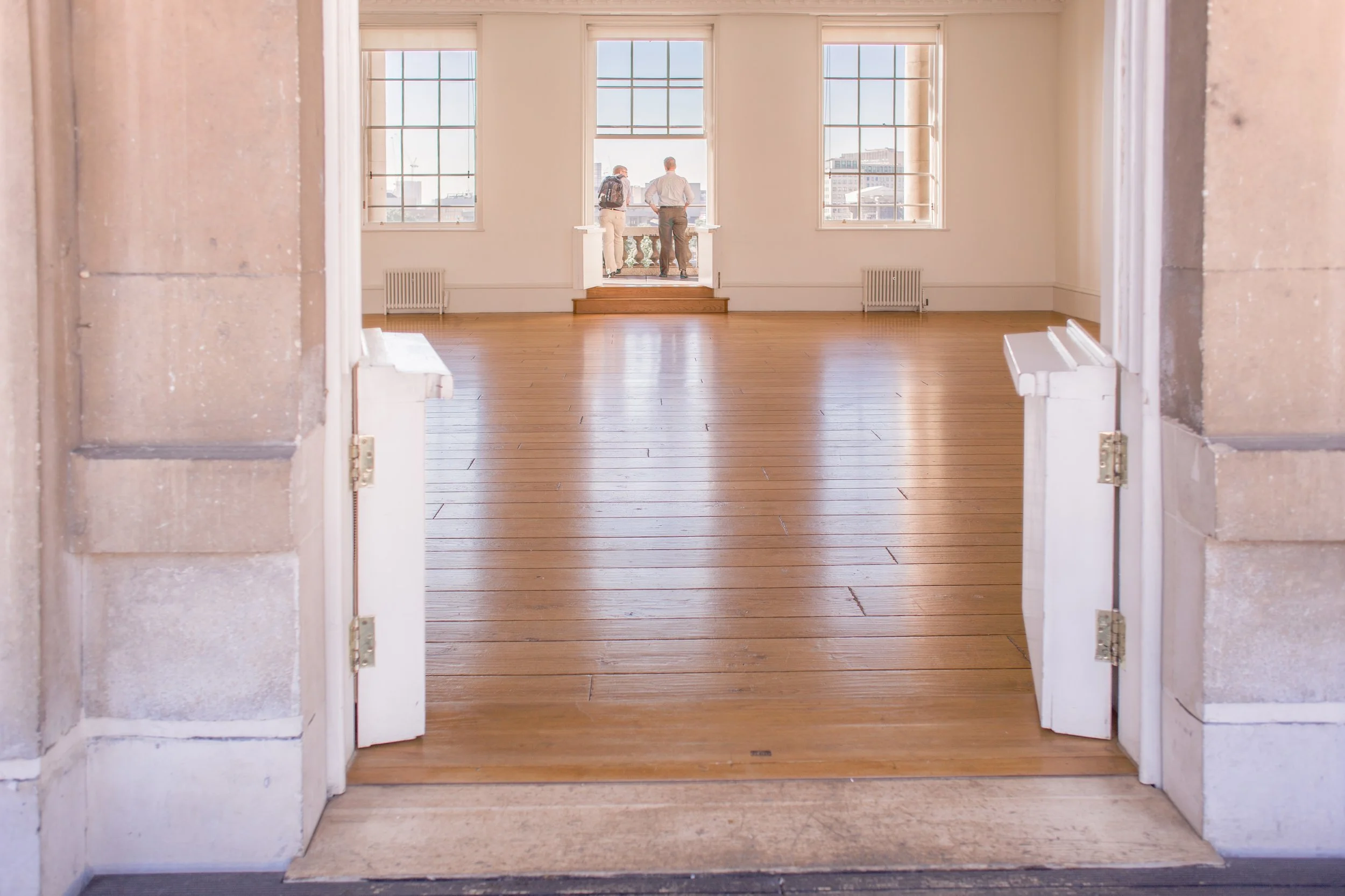 Wide oak wood flooring