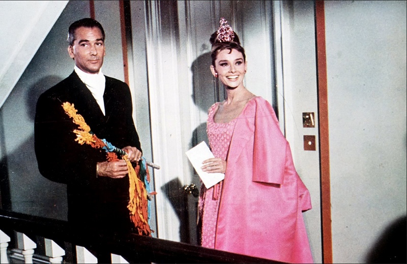 audrey hepburn pink dress breakfast at tiffany's