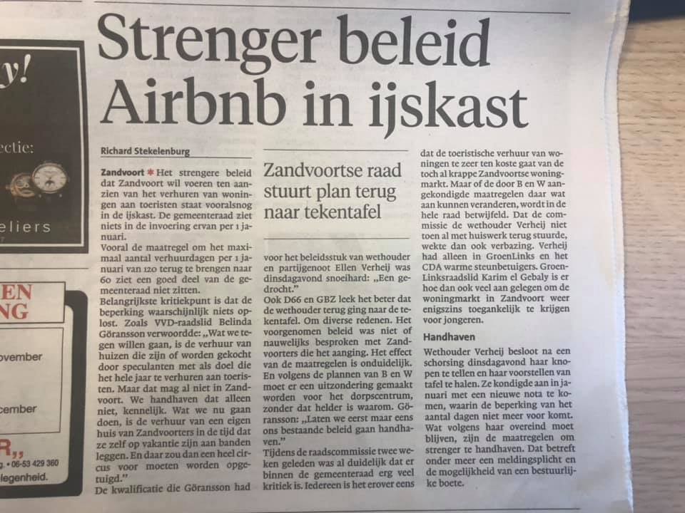 Media: Gemeenteraad Zandvoort ziet niets in terugdringen dagen vakantieverhuur