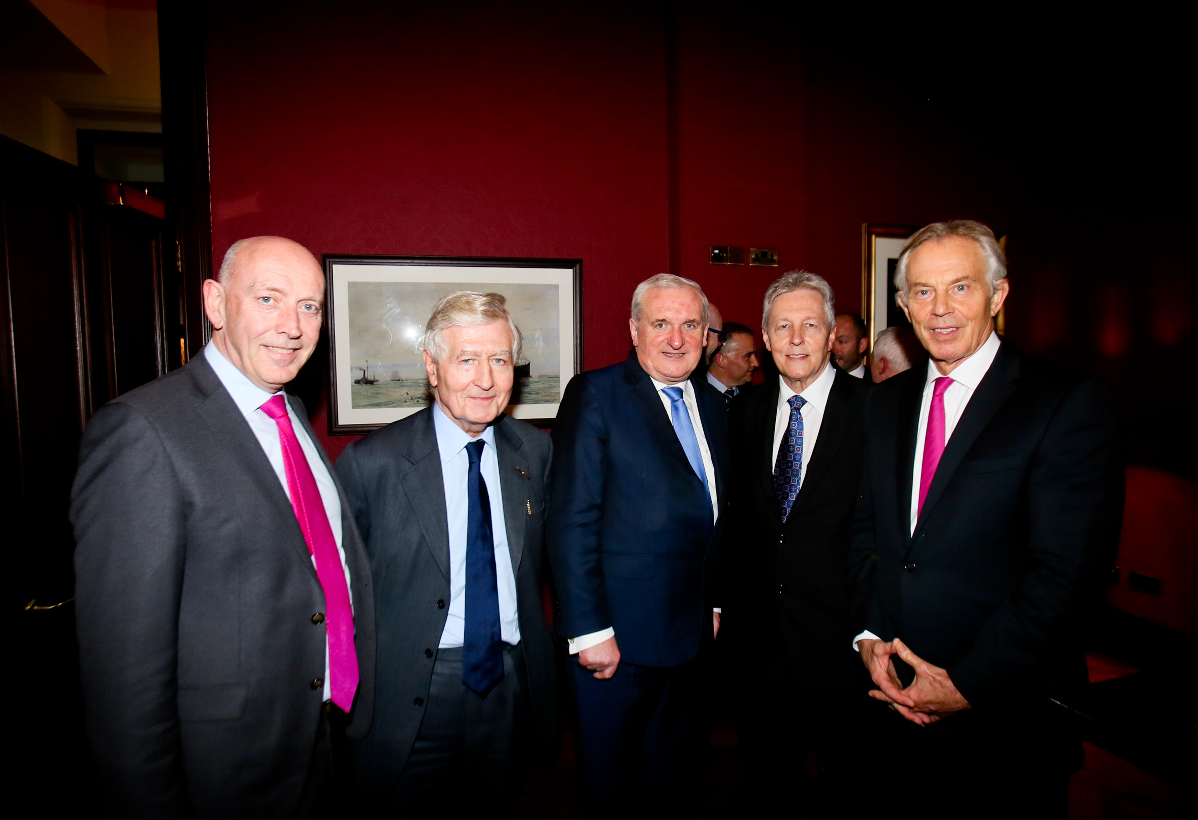  from left, Co-operation Ireland CEO Peter Sheridan, chairman Christopher Moran, Bertie Ahern, Peter Robinson and Tony Blair 