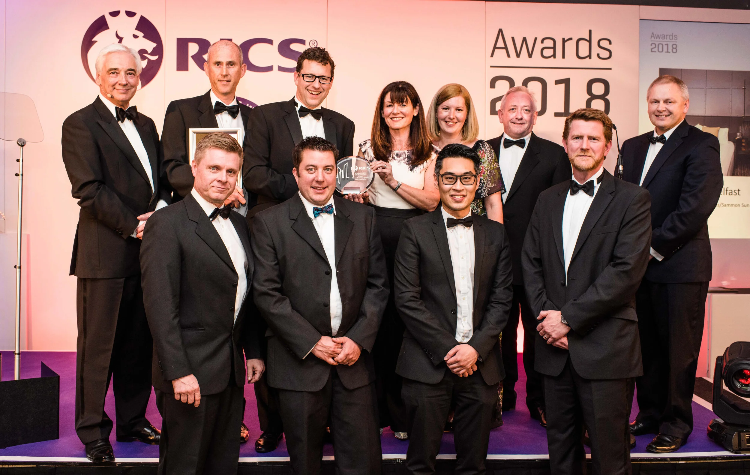 Clockwise from top left: RICS host - Paul Clarke MBE, Stephen Miskelly - RMI Architects, Austin Sammon - Sammon Surveyors, Kerrie Sweeney & Siobhan McLaughlin - Titanic Foundation, Pat Power - Harcourt, Andrew Todd - Tandem Design, Karson Tong - RMI Architects, James Eyre - Titanic Quarter, John Paul Doherty - Harcourt.