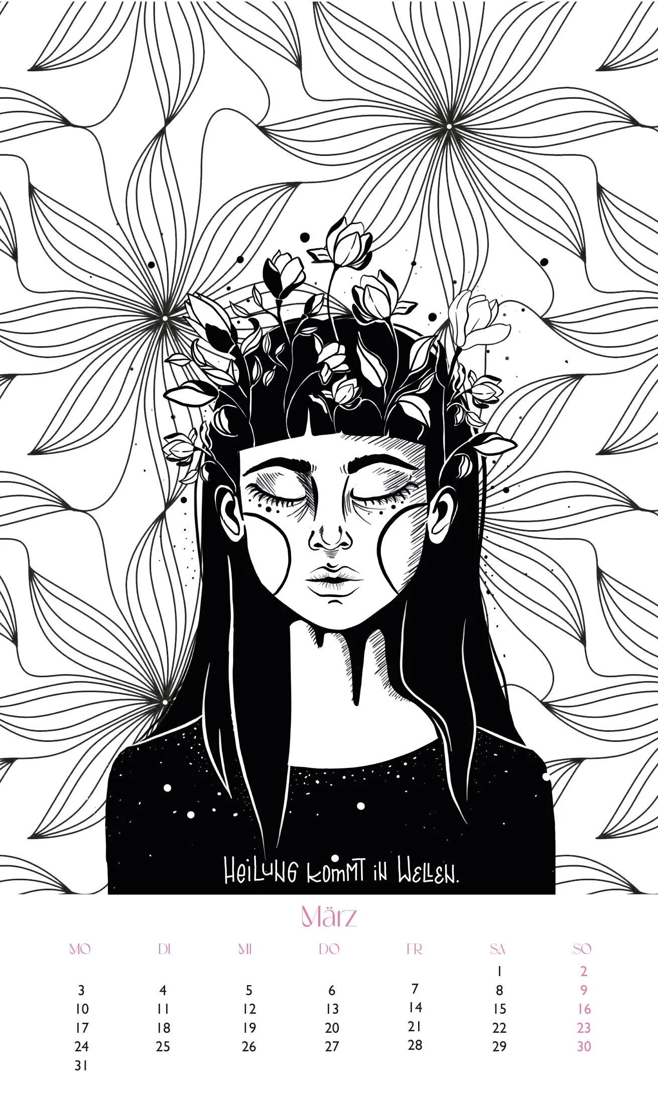 März Blatt zum AUSMALEN