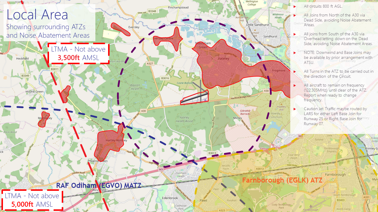 This is a copy of our published circuit for Blackbushe which shows noise abatement areas in more general terms to make the information easily digestible for pilots.