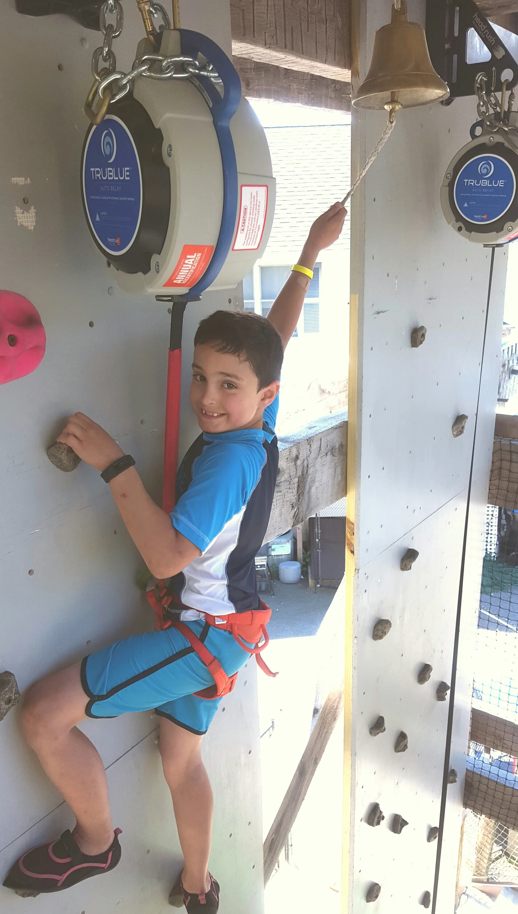 Rock Wall of fun! Ring the bell and win a free Batting Token!