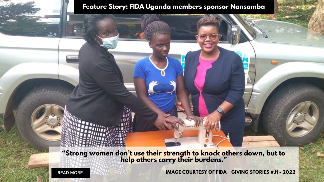 Fixing a sister’s crown: FIDA Uganda members sponsor Nansamba.