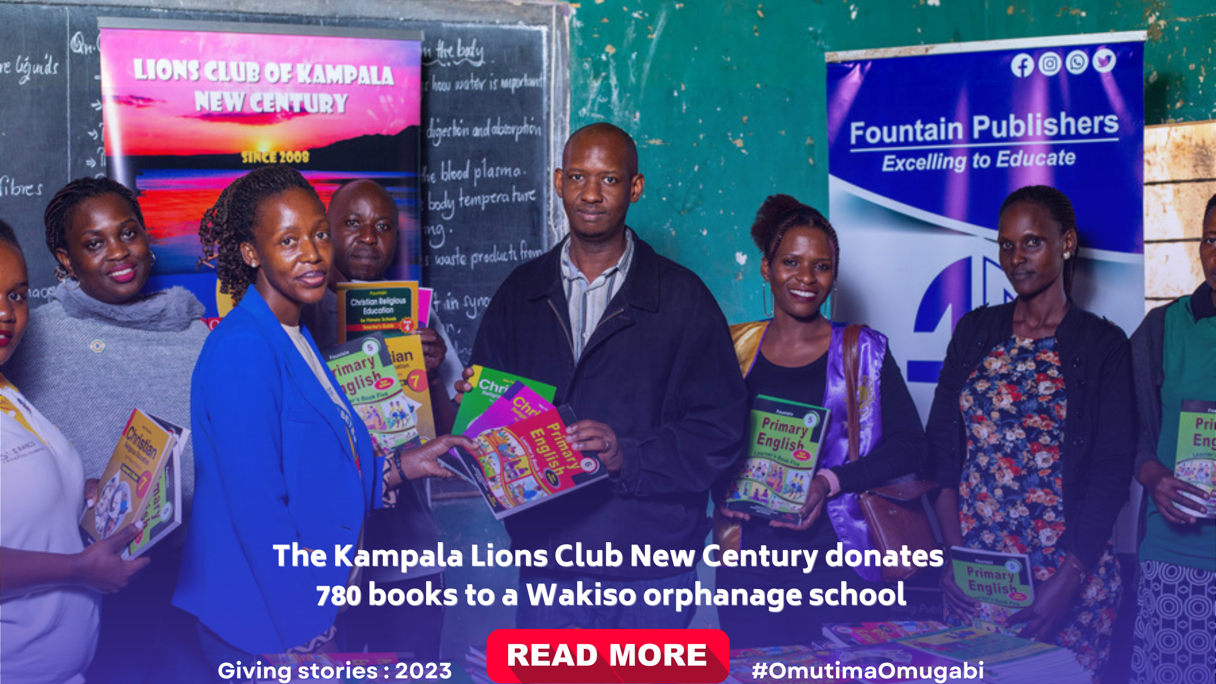 The Kampala Lions Club New Century donates 780 books to a Wakiso orphanage school.