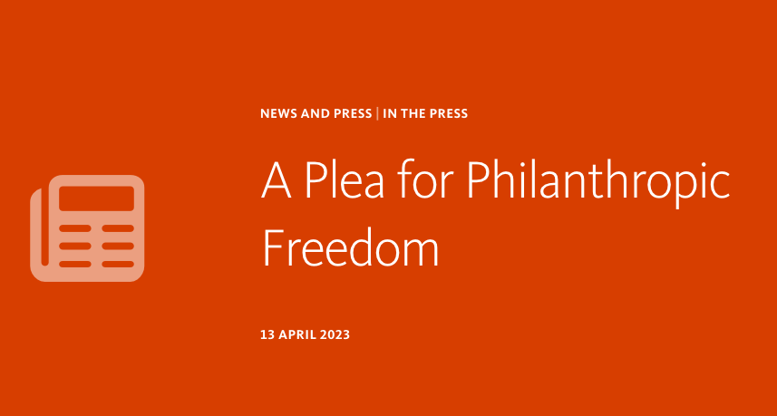 A Plea for Philanthropic Freedom