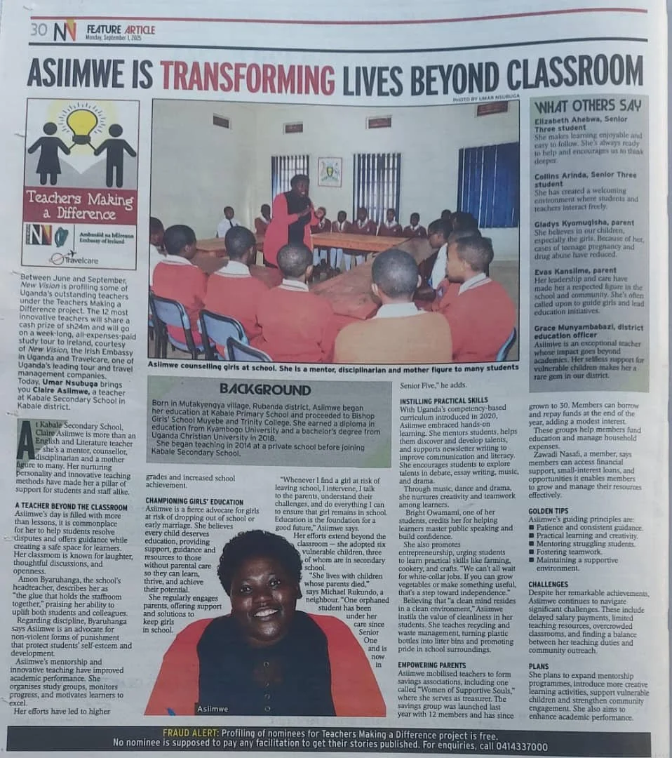 Giving Digest | Teacher Asiimwe - Giving Beyond the Classroom