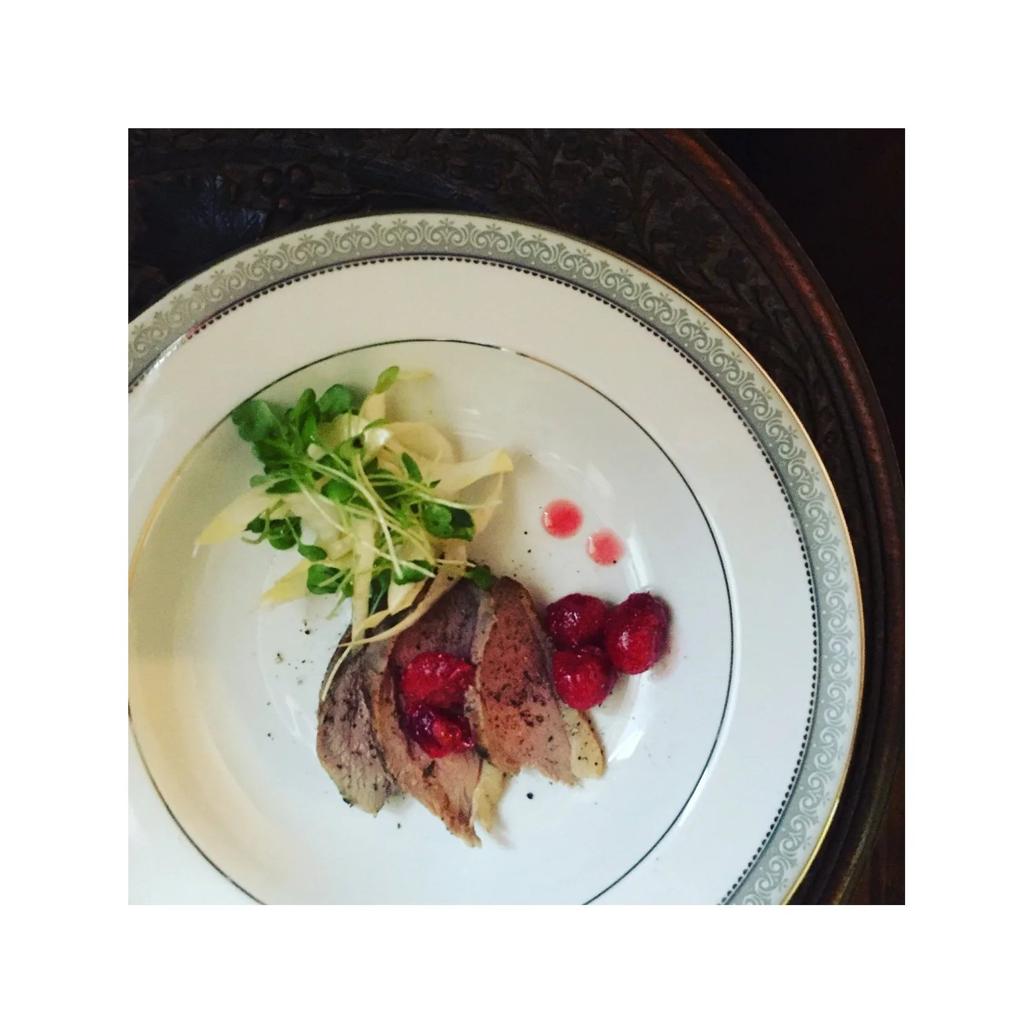 Confit Duck, Cranberry Compot