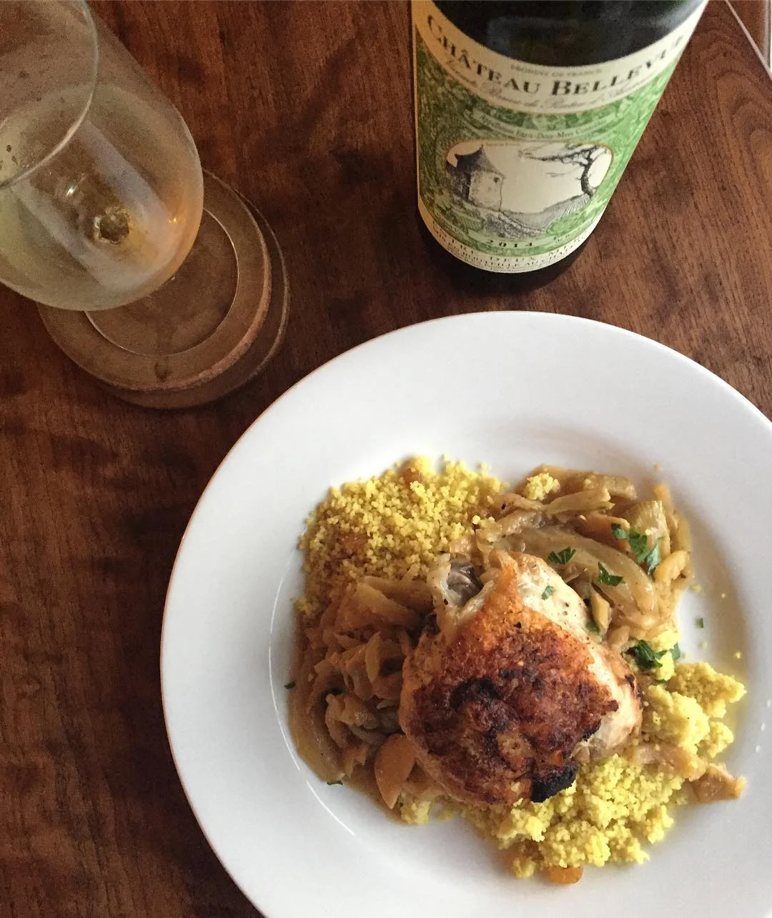 Braised Chicken, Fennel, Saffron, Couscous