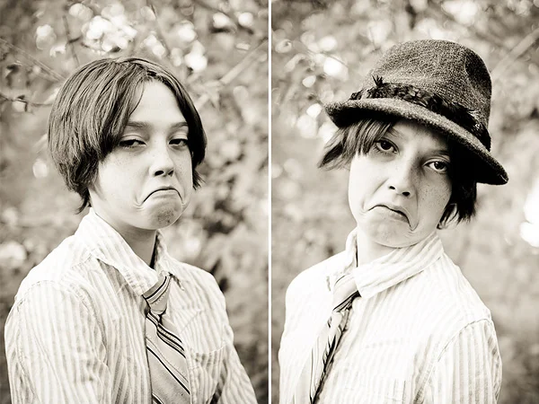 Campaign to End Camera Face - two photos of boy with same expression