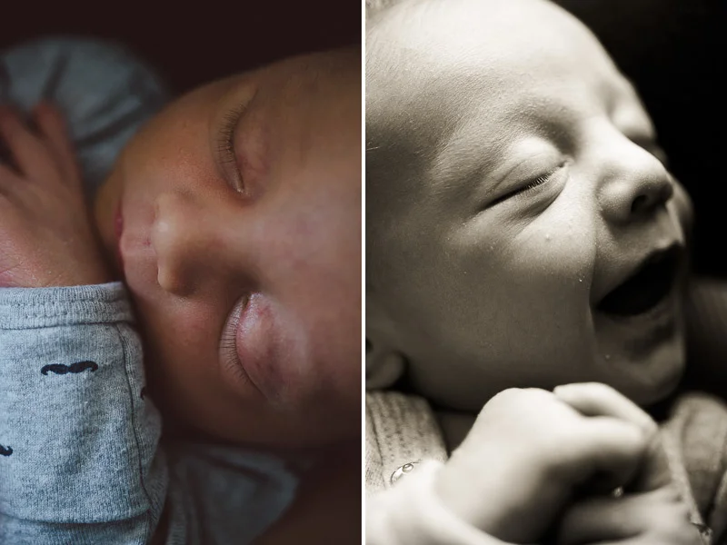 closeup photos of a newborn baby's face