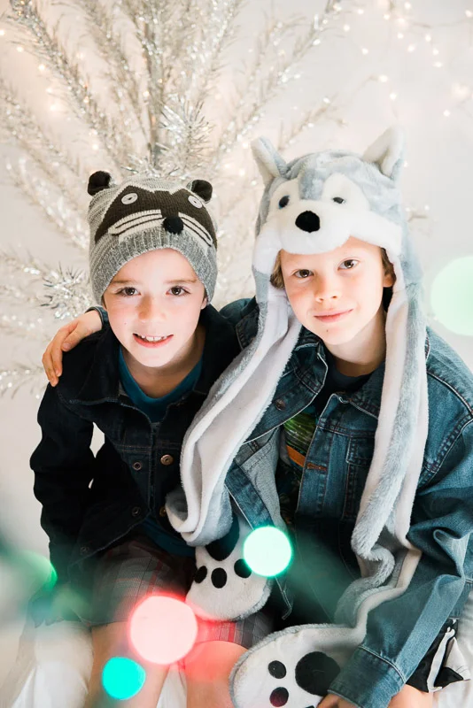 two boys in silly hats