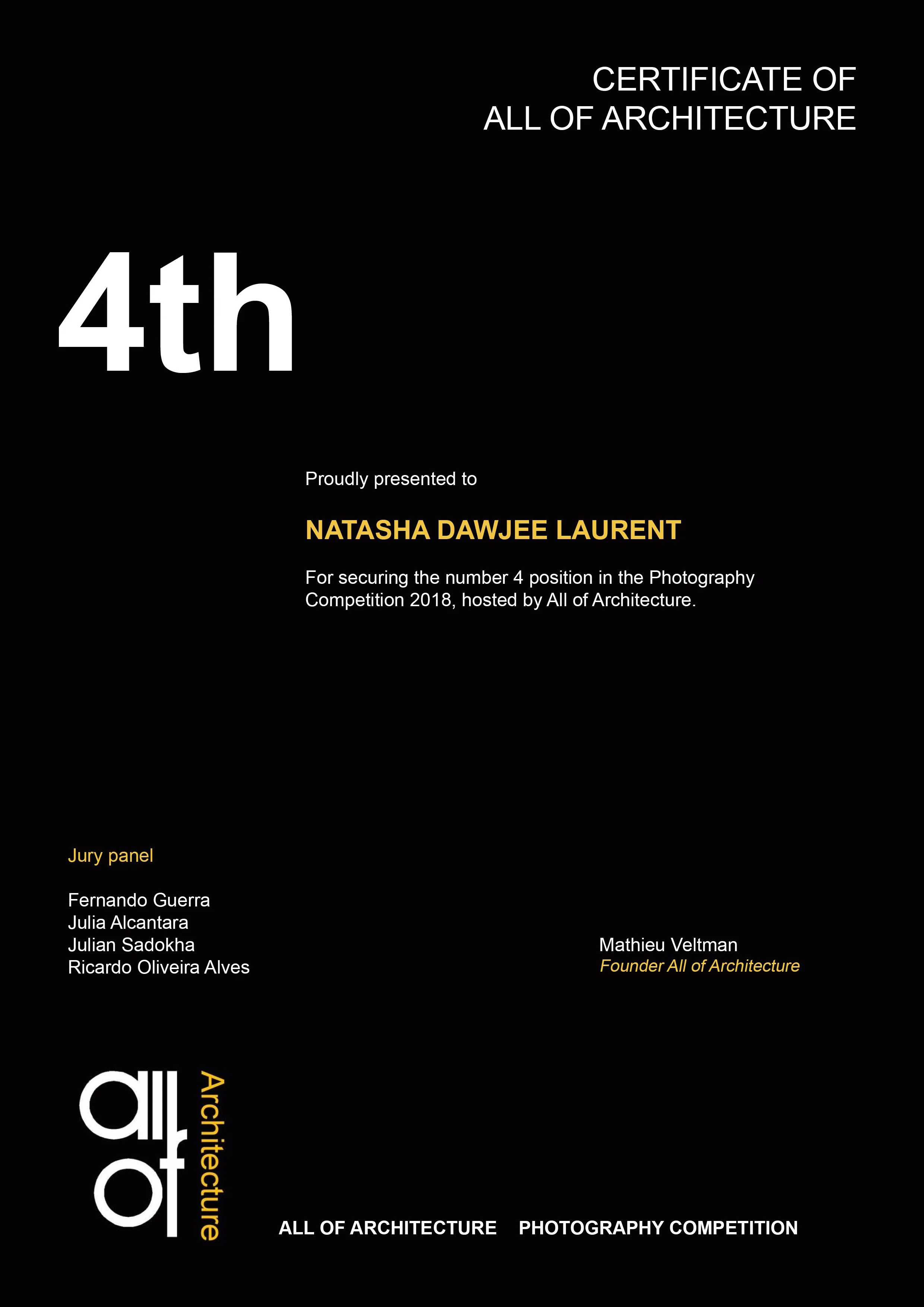 Certificate AllofArchitecture Competition 4th.jpg