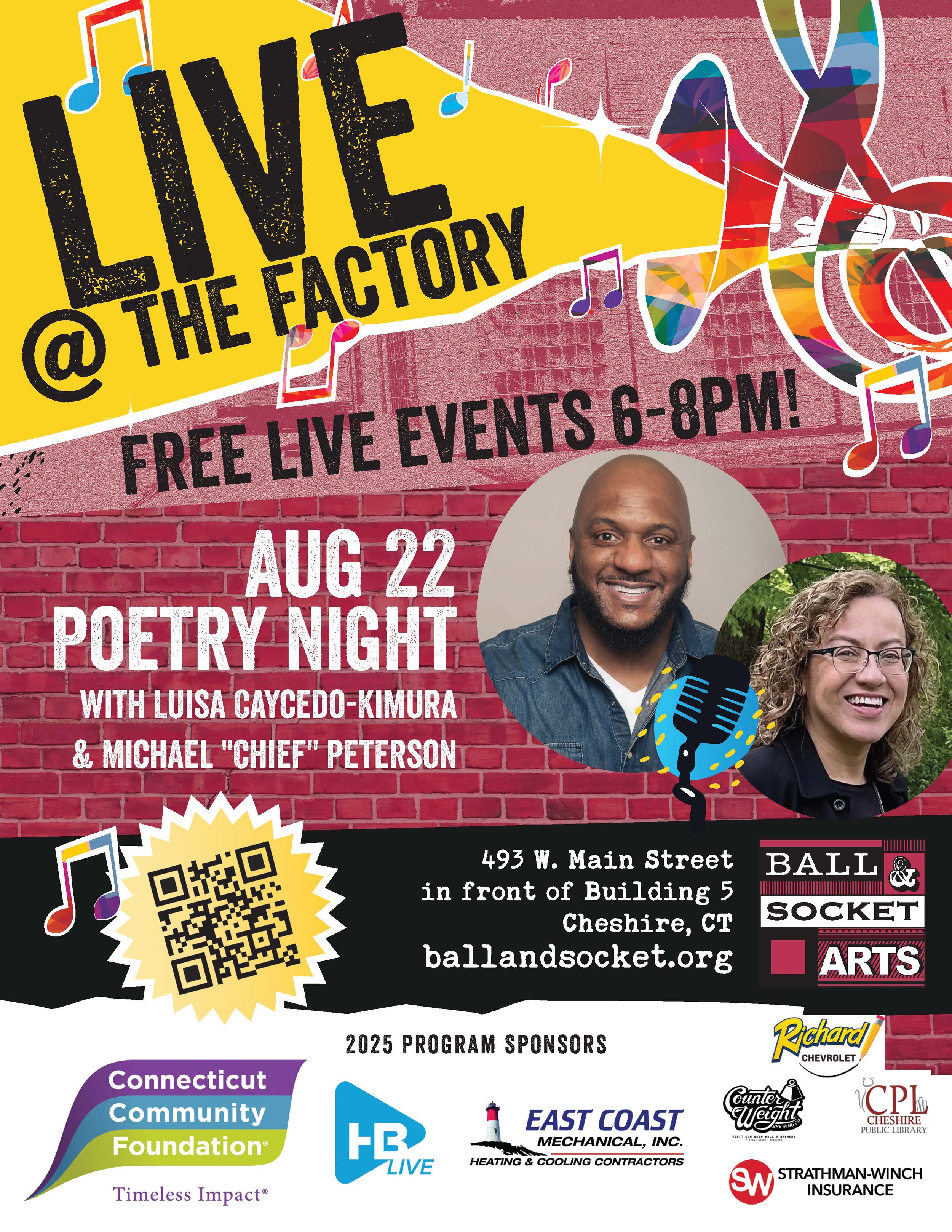 Live @ the Factory: Poetry Night with Luisa Caycedo-Kimura and Michael “Chief” Peterson plus an Open Mic!