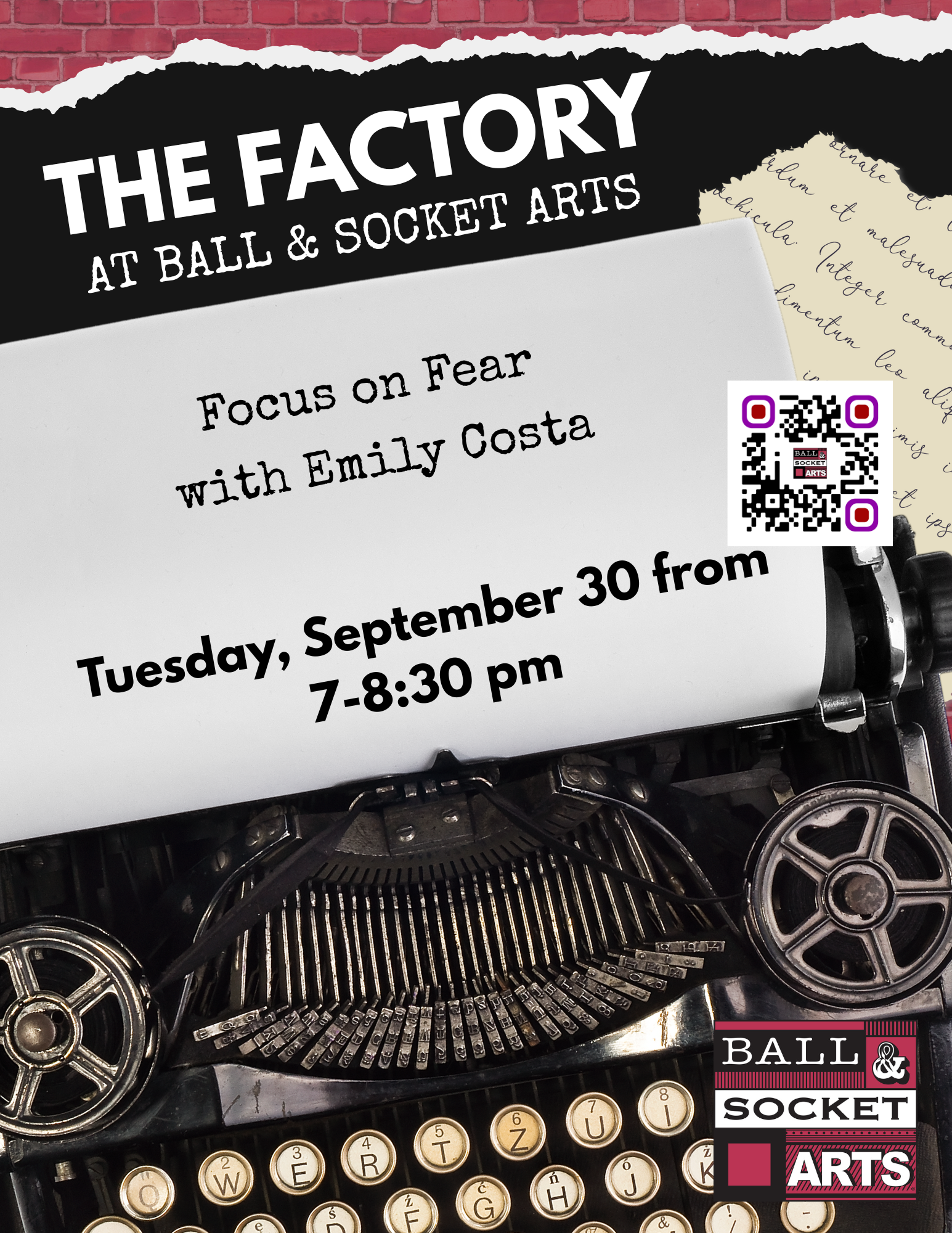 The Factory: Focus on Fear with Emily Costa on September 30th
