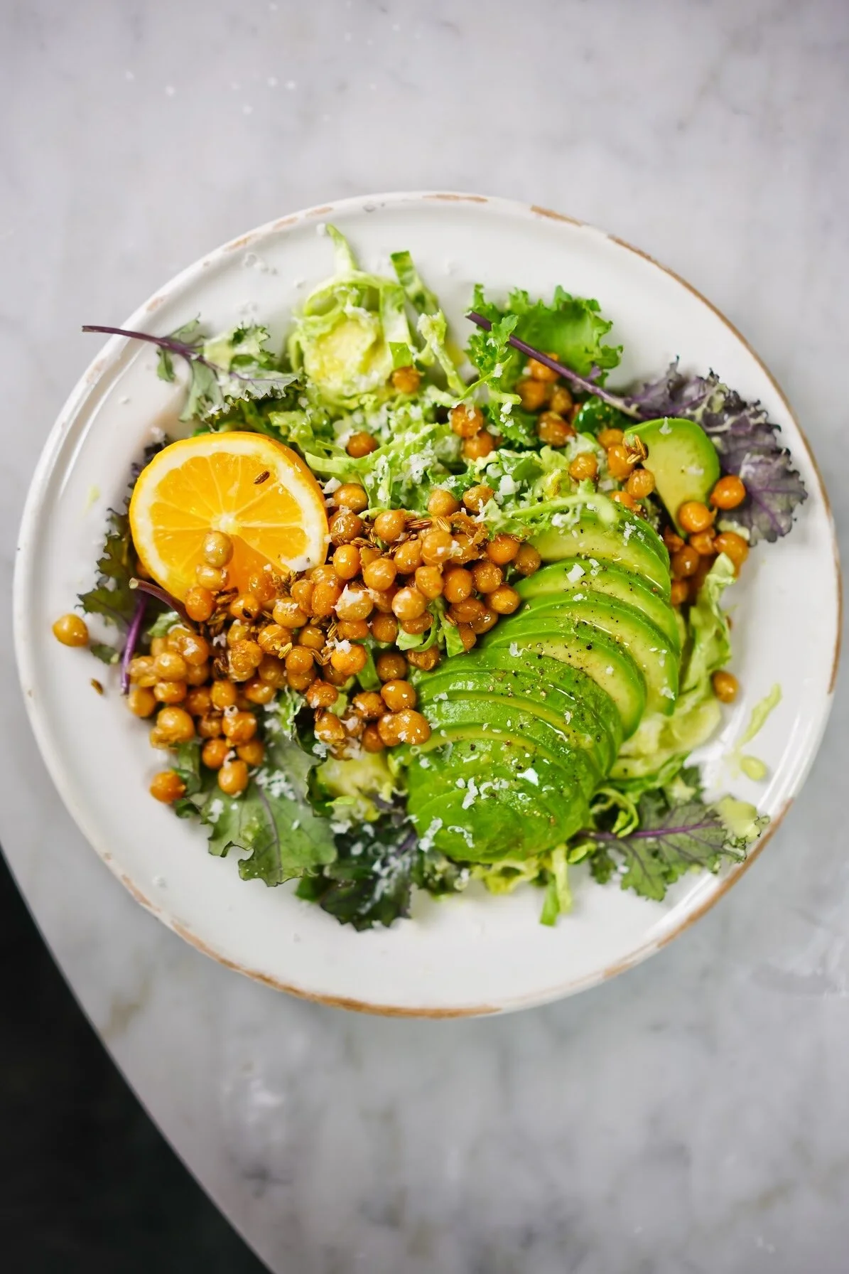 AVOCADO CAESAR SALAD WITH CRISPY CHICKPEAS