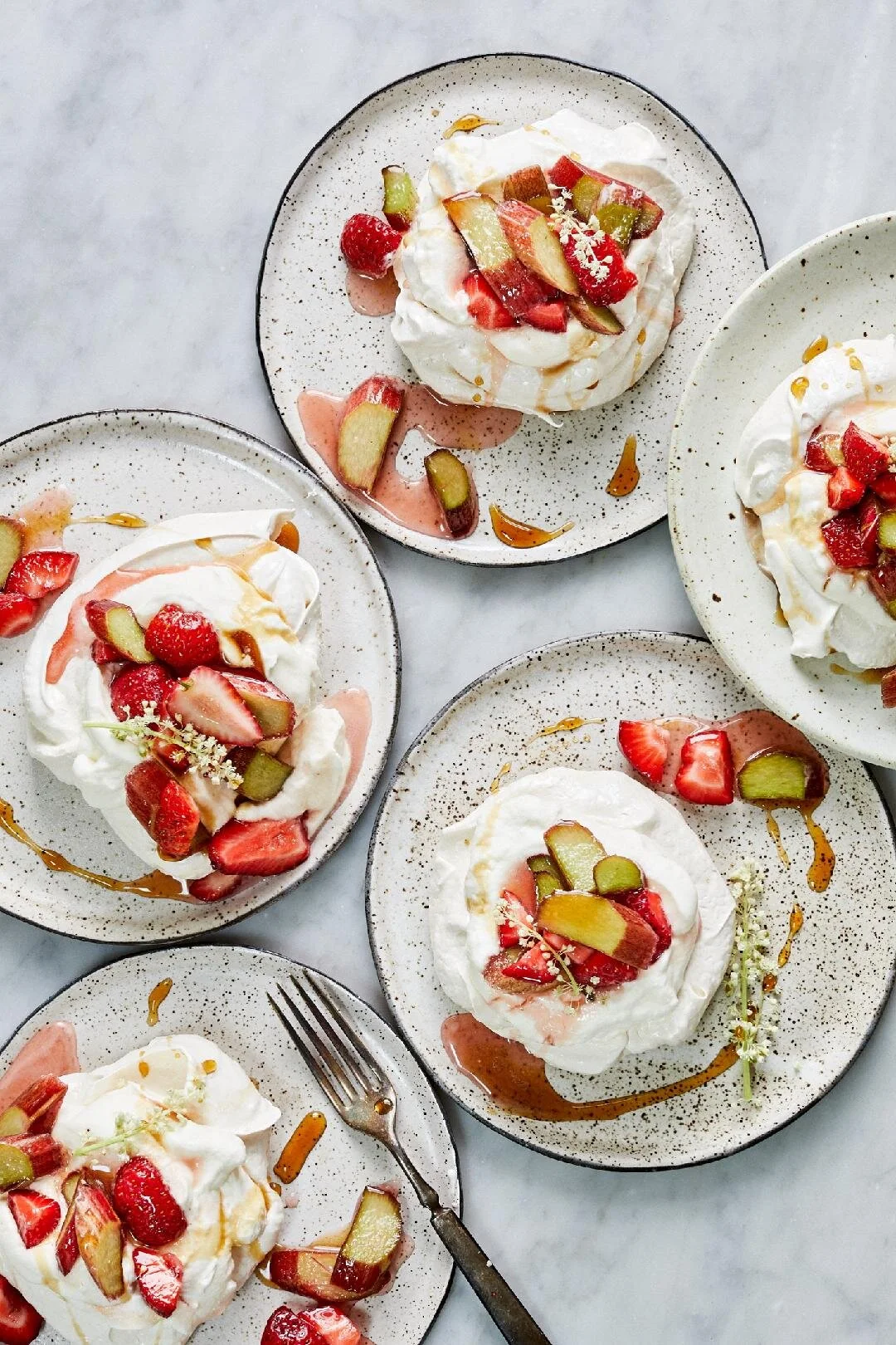 ROSEWATER AND RHUBARB PAVLOVA