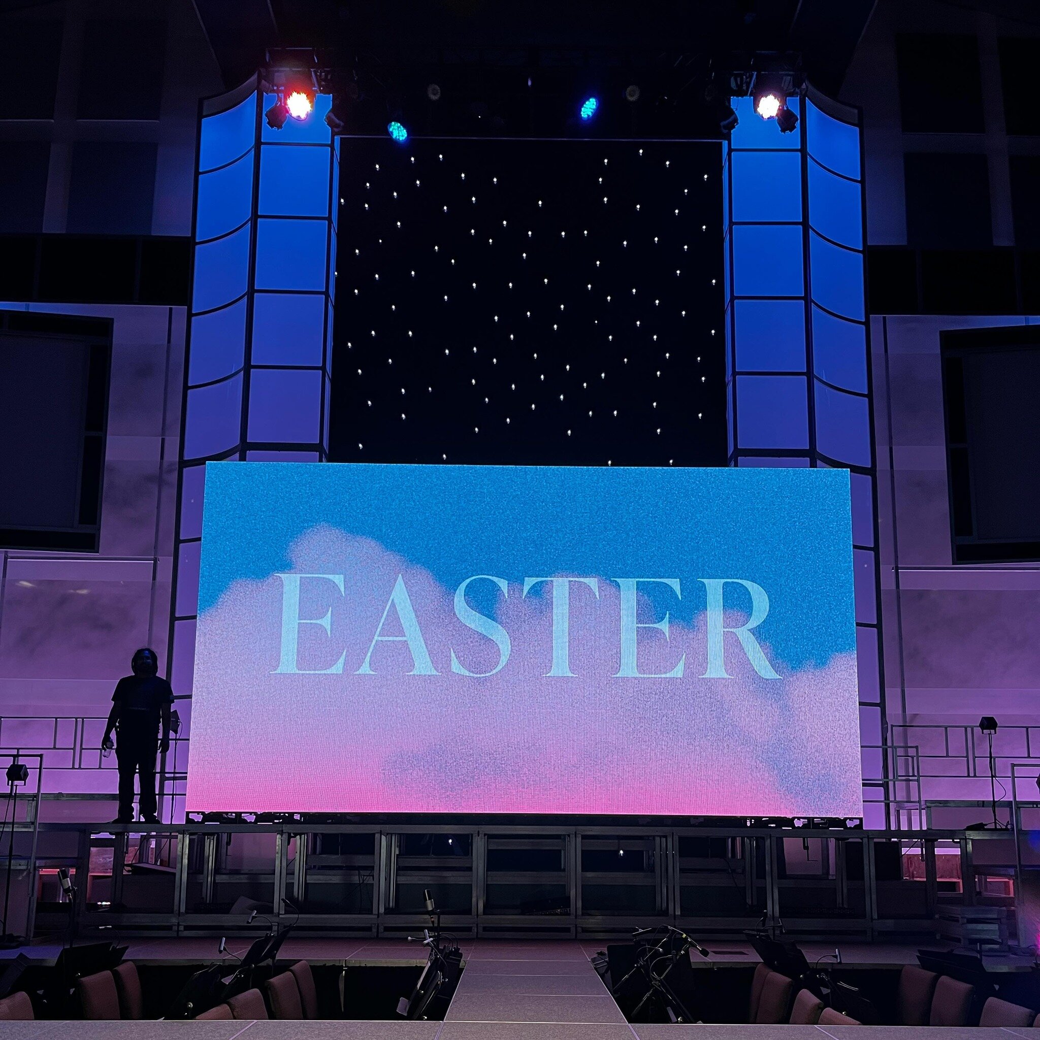 6.5 x 3.5m ground stacked video wall rental for @grandavenuefs for Easter Sunday! Going to make a huge impact!