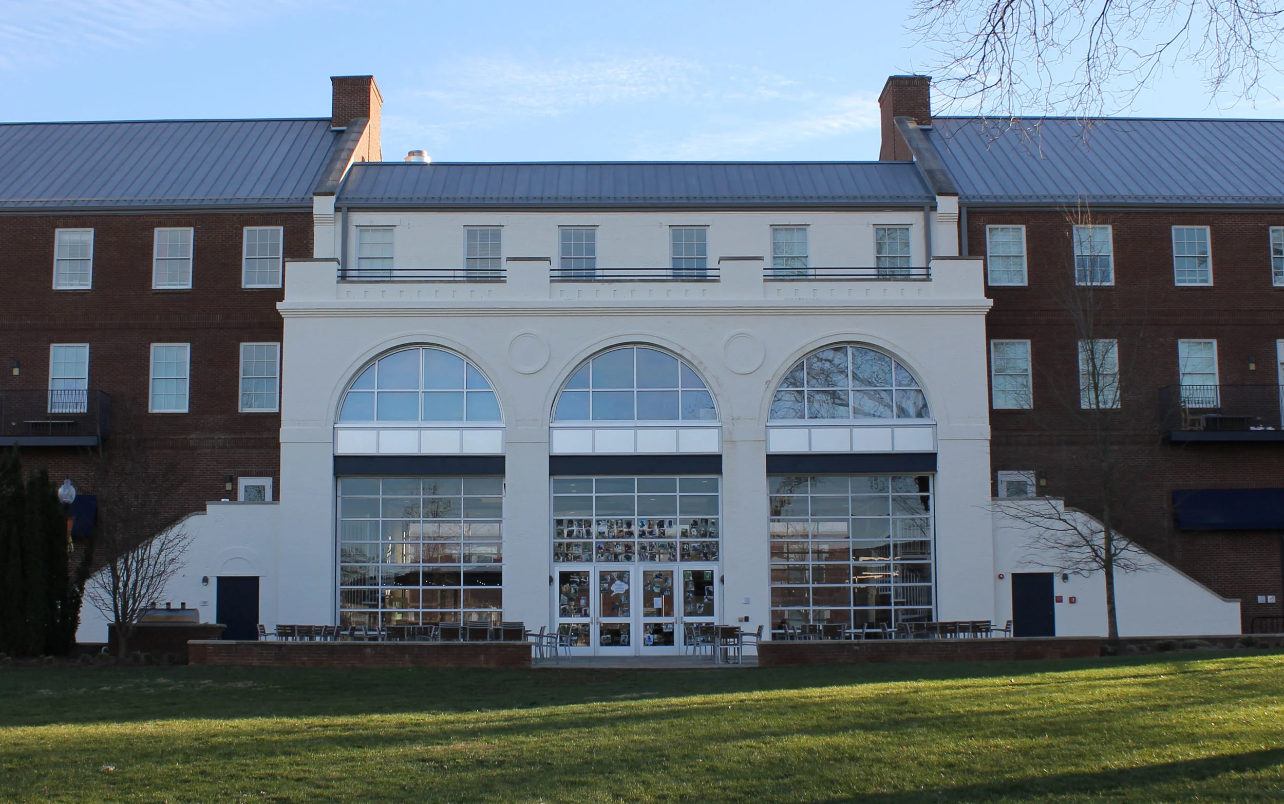 Back side of the Michael S. Brown Village Center with 2 coats of BEECK Renosil in a custom color