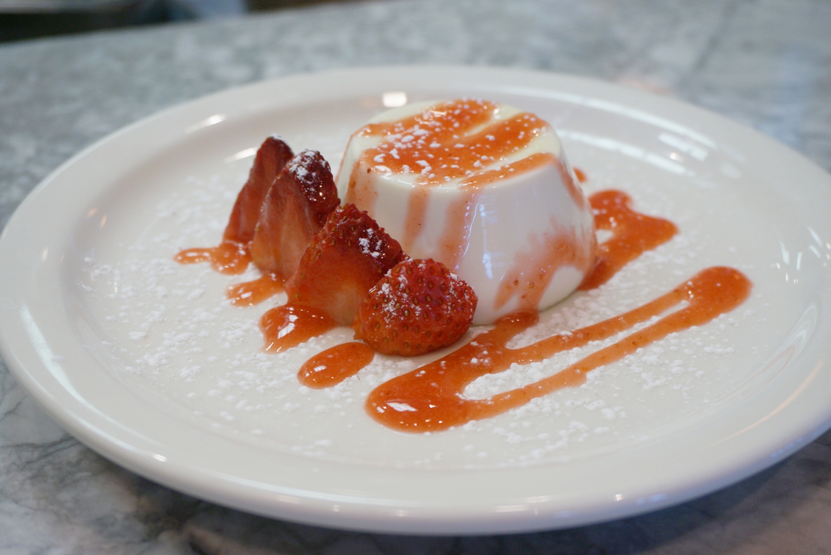 Our Pana Cotta is a traditional Italian custard made with cream, milk and sugar. 