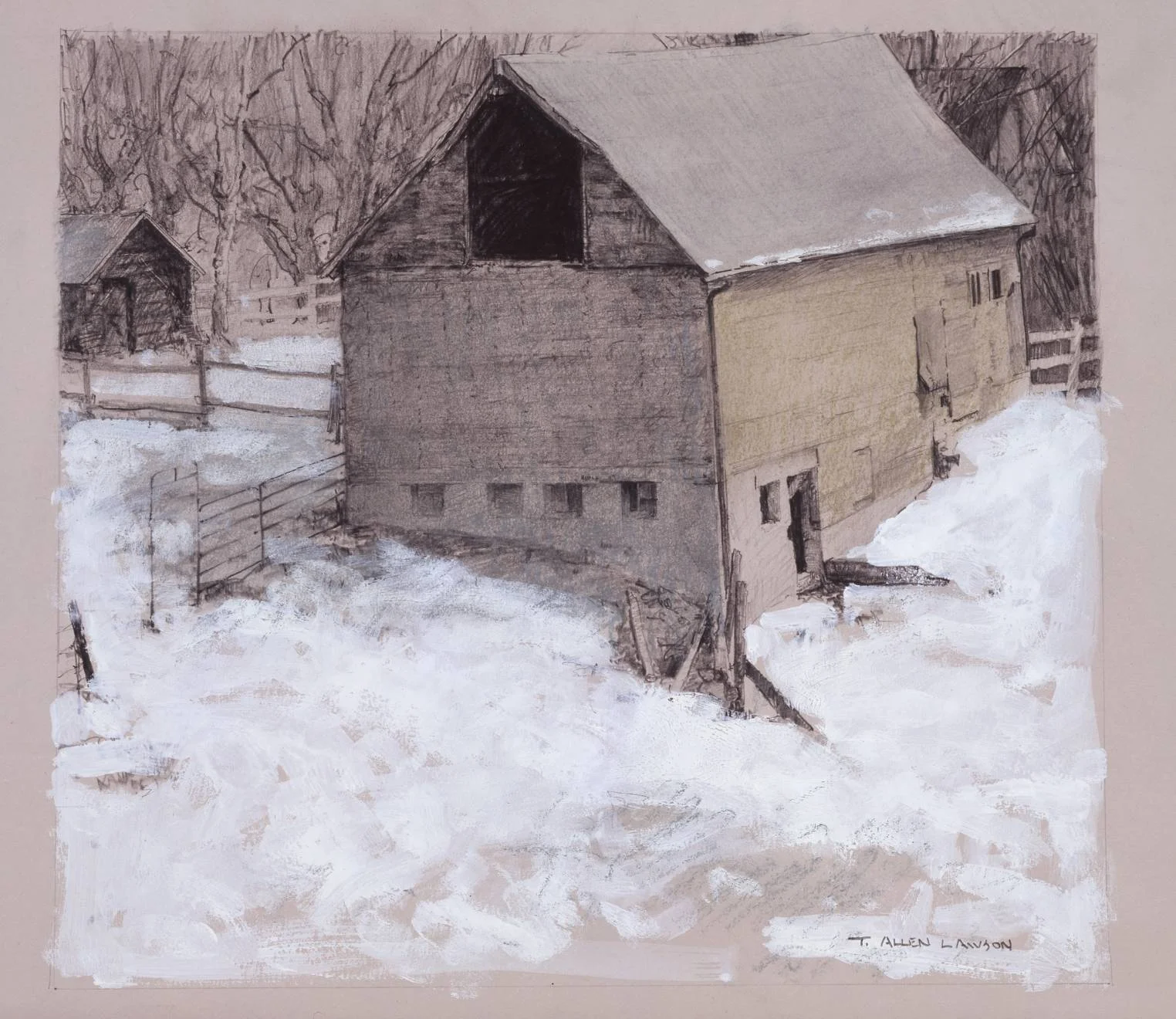 Study for Hibernation, mixed mediums on toned paper, 13 x 14 in.