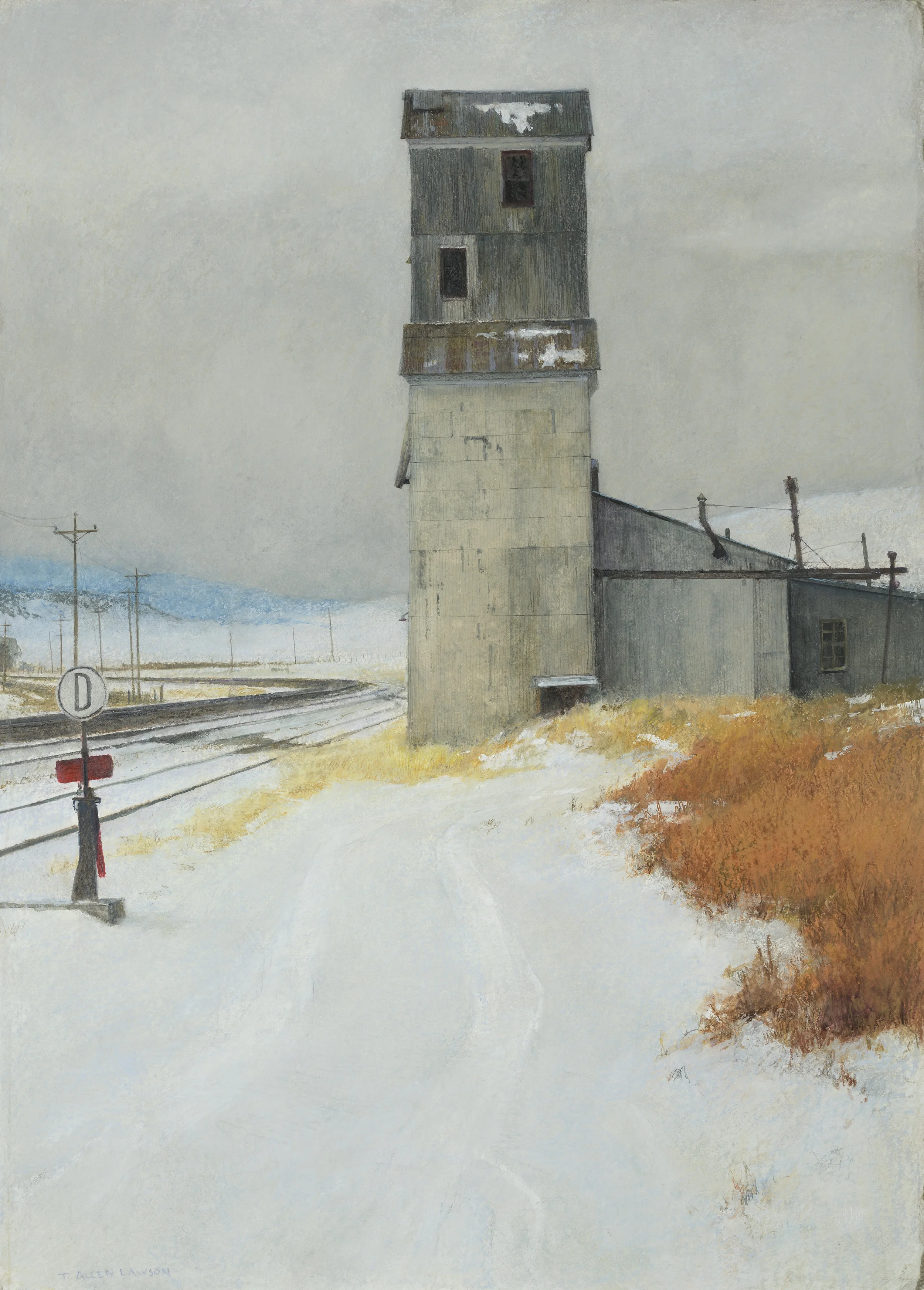 Silo, mixed media on handmade paper, 28 x 22in.