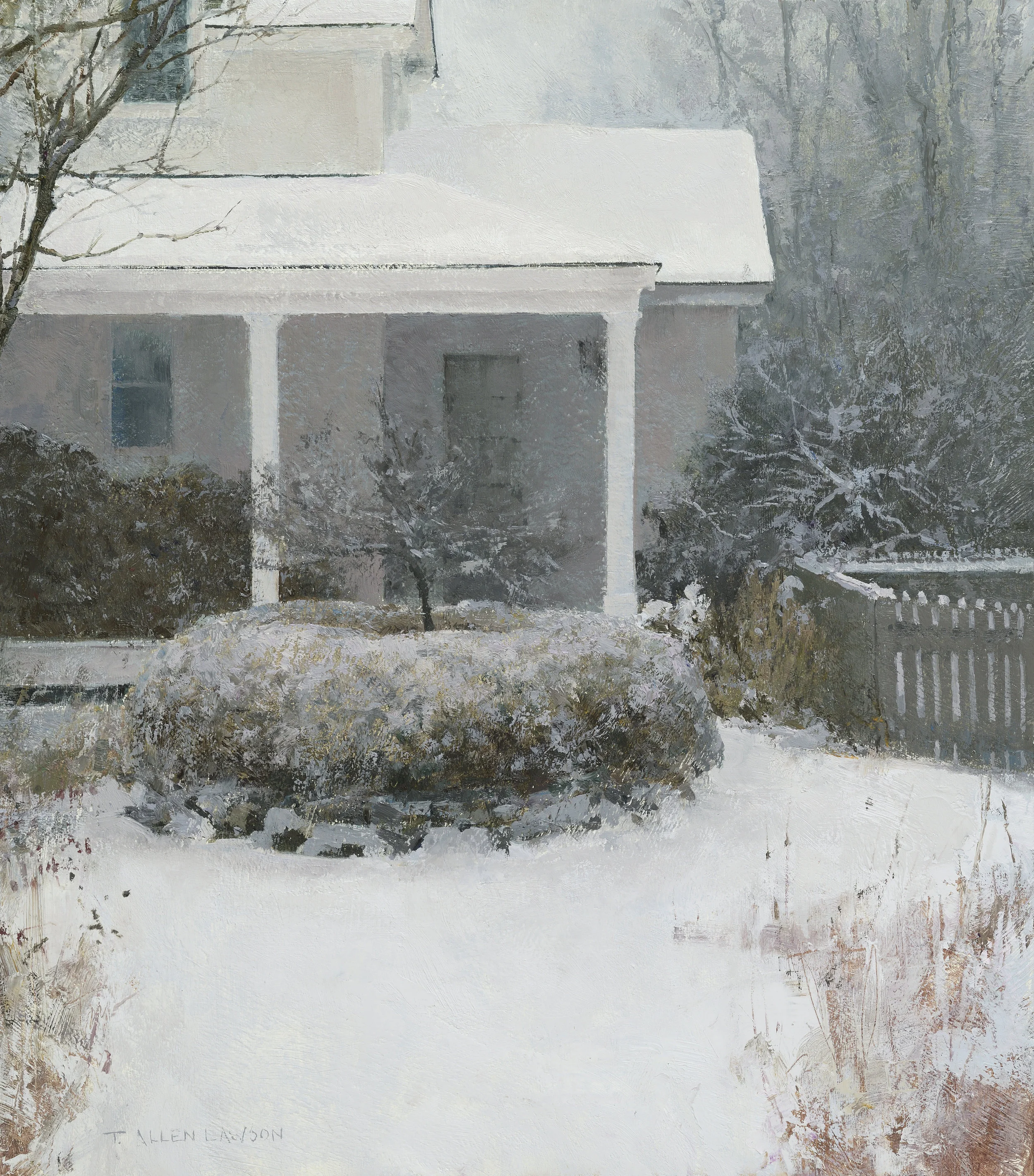 Winter's Walk, oil on panel, 15.75 x 14in.