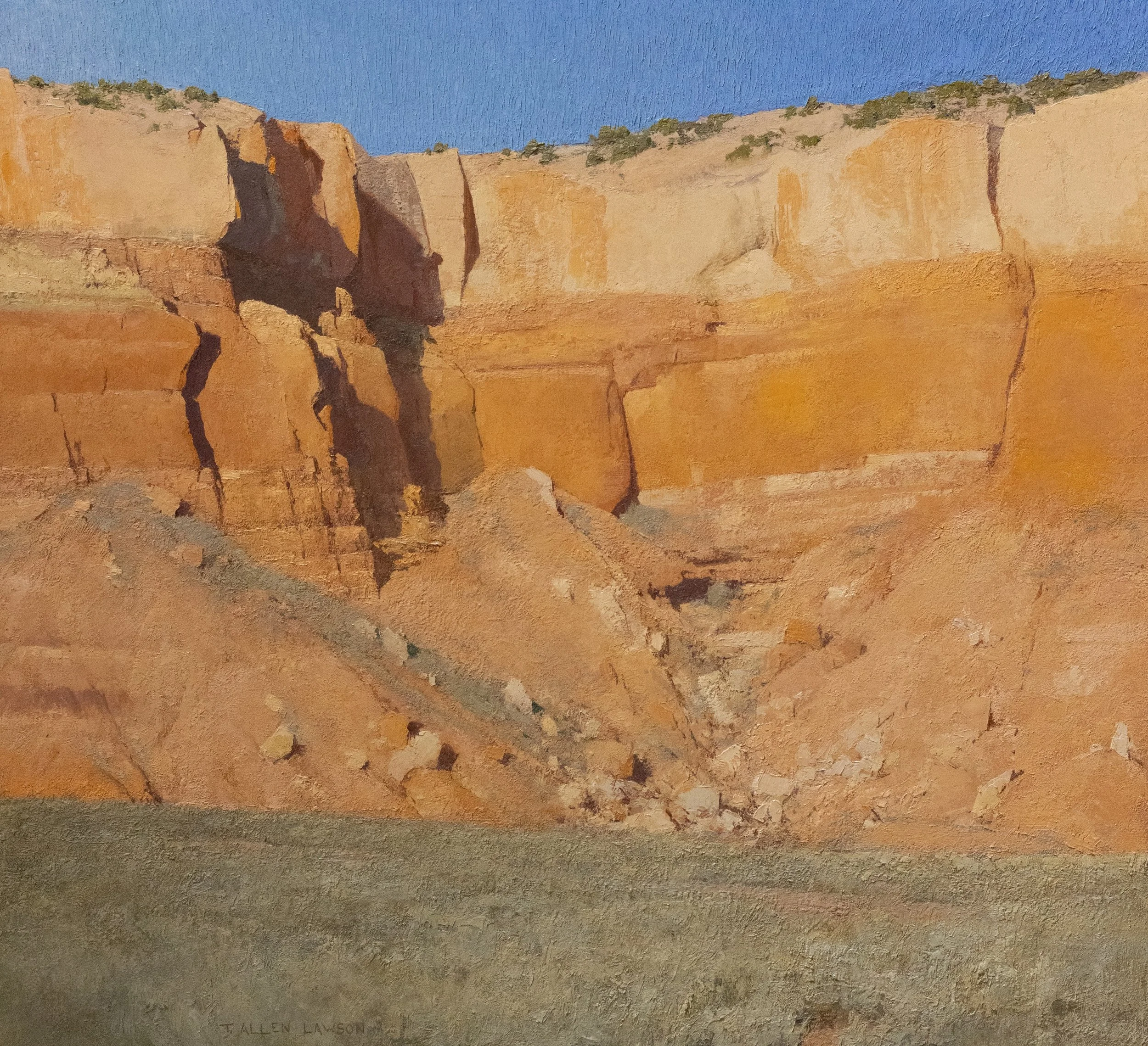 "Bluff Calligraphy" oil on oil primed panel, 24 x 26 in., 2025 