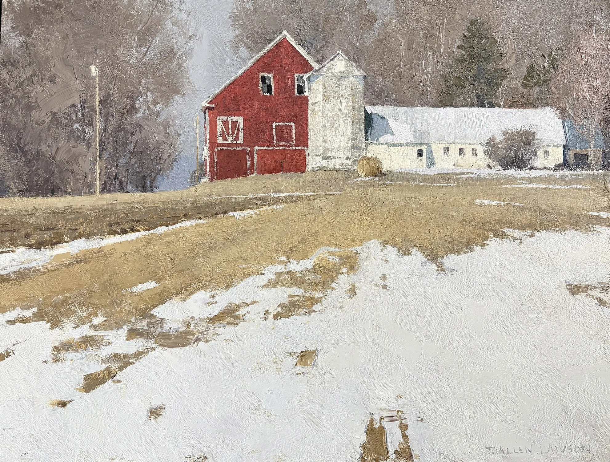 "Shoulder Season" oil on linen primed with white lead,  13 1/4 x 17 1/2 in., 2025