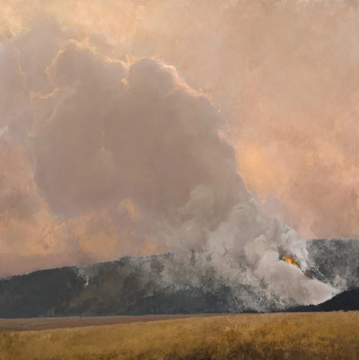 "Inferno" oil on panel, 40x40in., 2026