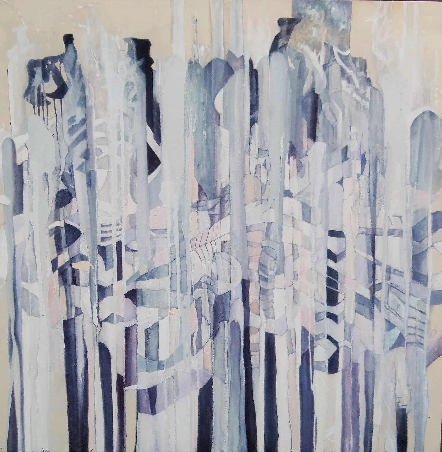    Improvisation 2 .  2018. Oil on unprimed canvas. 150 x 150 cm. 